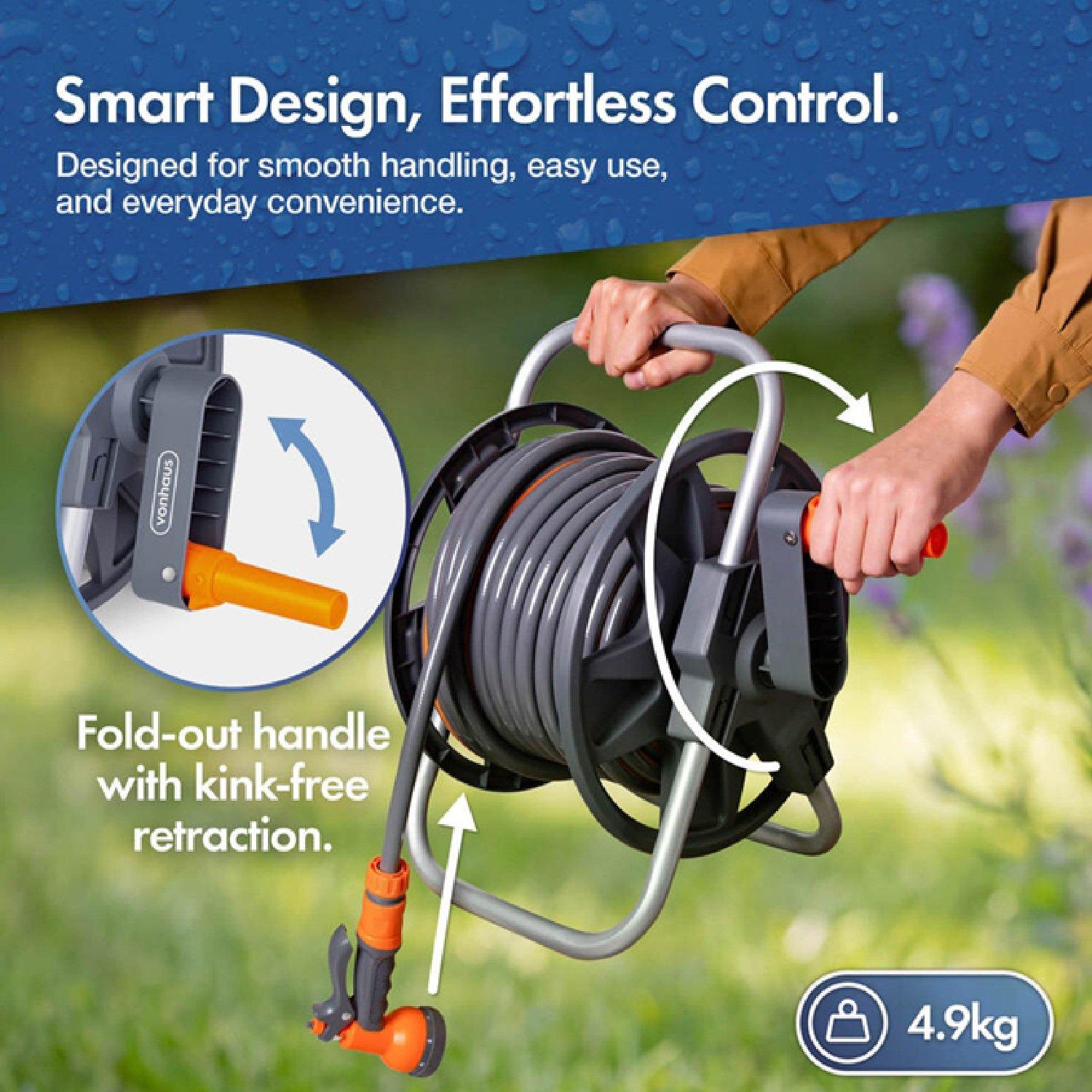 Orange - VonHaus - Garden Hose Reel - 25m - 4