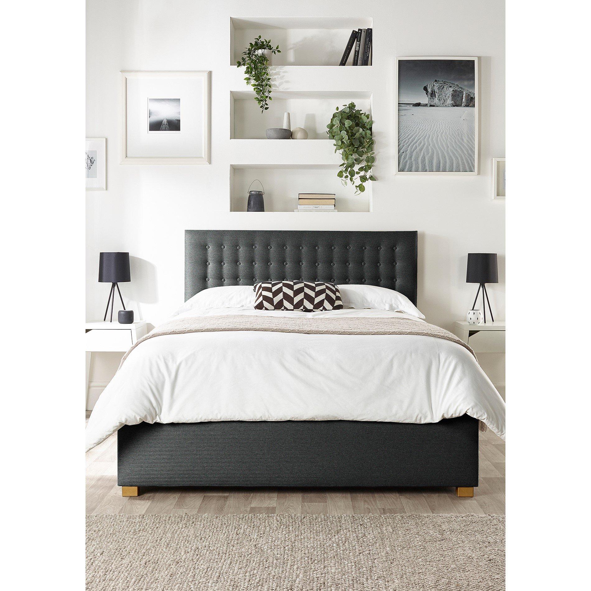 Catherine Lansfield  Opulence Ottoman Bed - Charcoal - Single