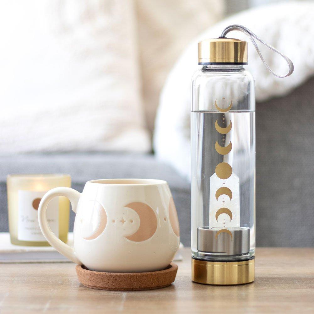 Clear - Something Different - Quartz Moon Phase Glass Water Bottle - 6