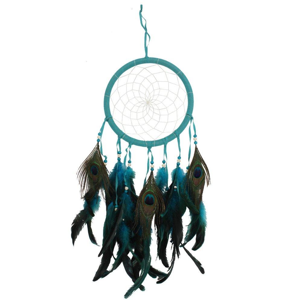 Something Different  Turquoise Peacock Feather Dreamcatcher - Blue