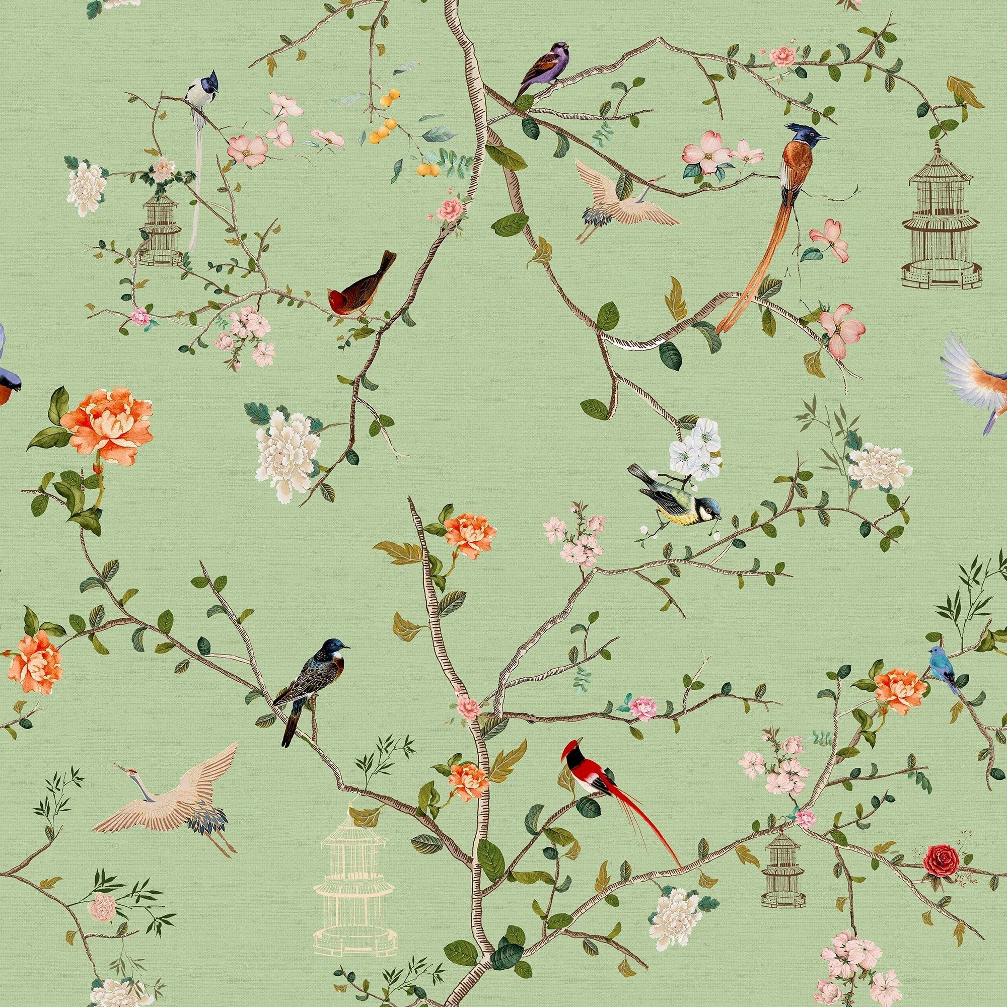 The Secret Garden Chinoiserie Green Tea Wallpaper