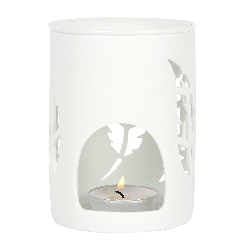 White & Cream - Something Different - White Feather Cut Out Oil Burner - 3