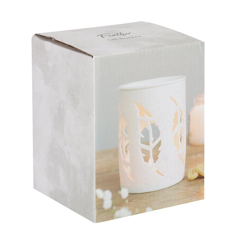 White & Cream - Something Different - White Feather Cut Out Oil Burner - 4