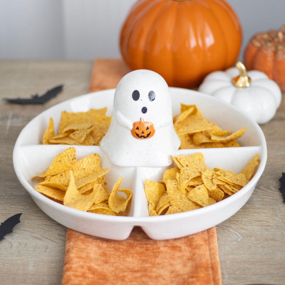 Something Different  Ghost Chip & Dip Snack Dish - White