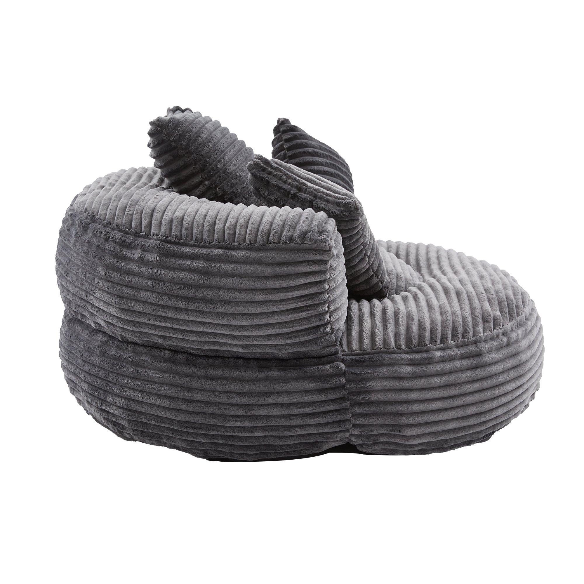 Dark Gray - Urban Meuble - Corduroy Bean Bag Chair with Pillows - 12