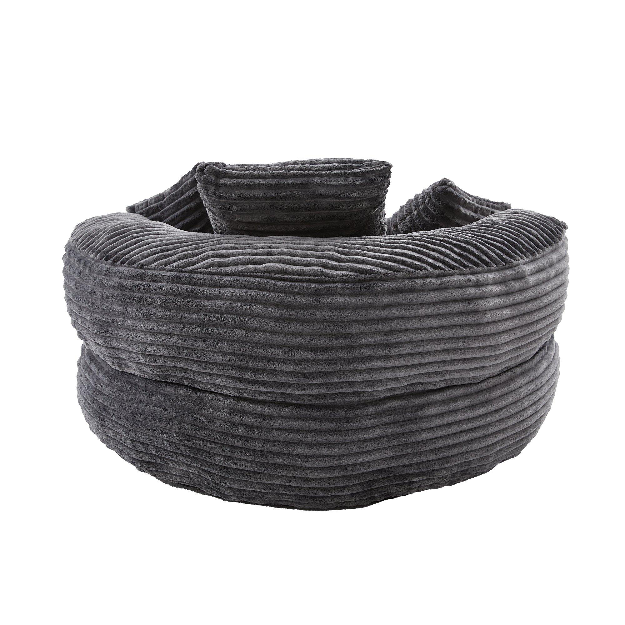 Dark Gray - Urban Meuble - Corduroy Bean Bag Chair with Pillows - 13