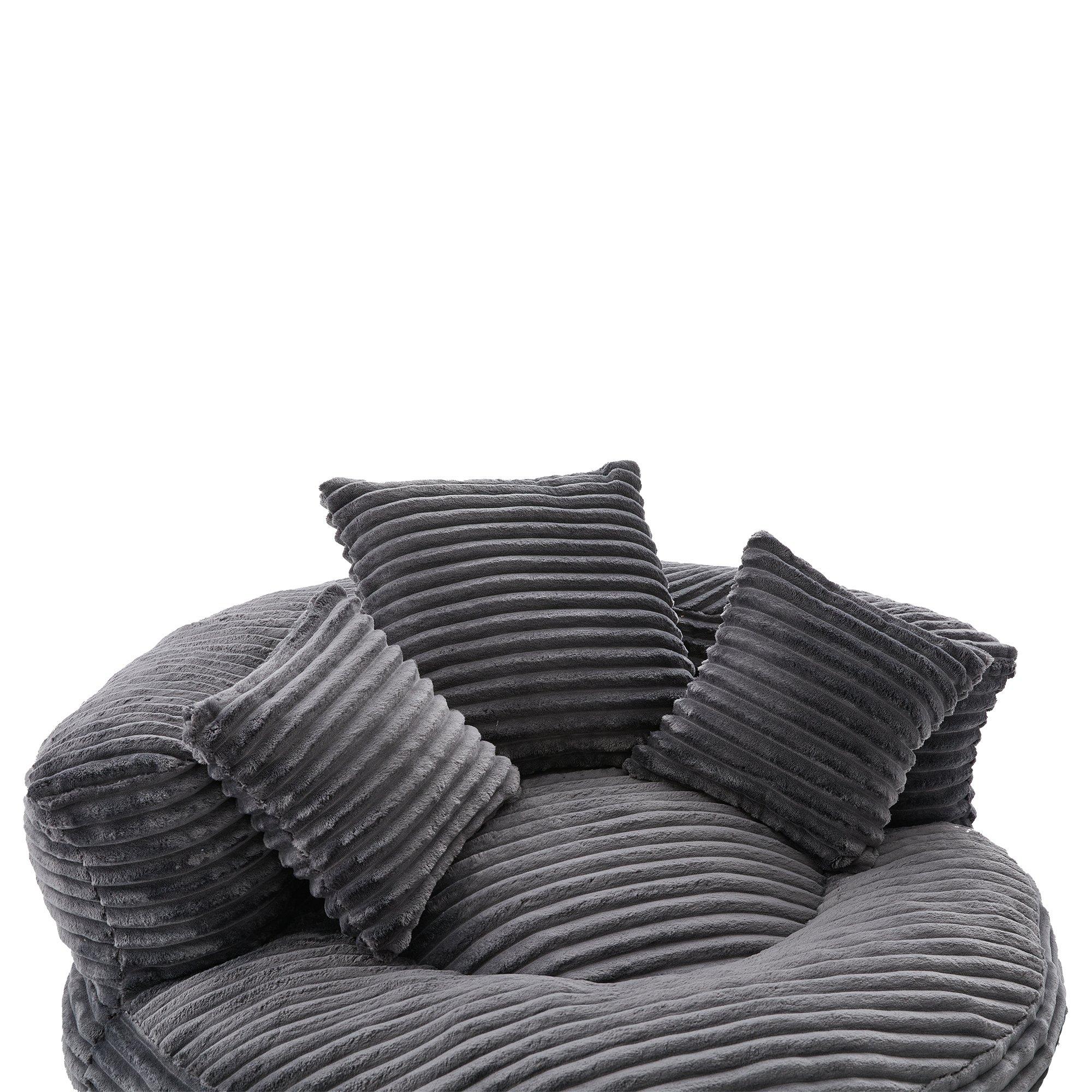Dark Gray - Urban Meuble - Corduroy Bean Bag Chair with Pillows - 14