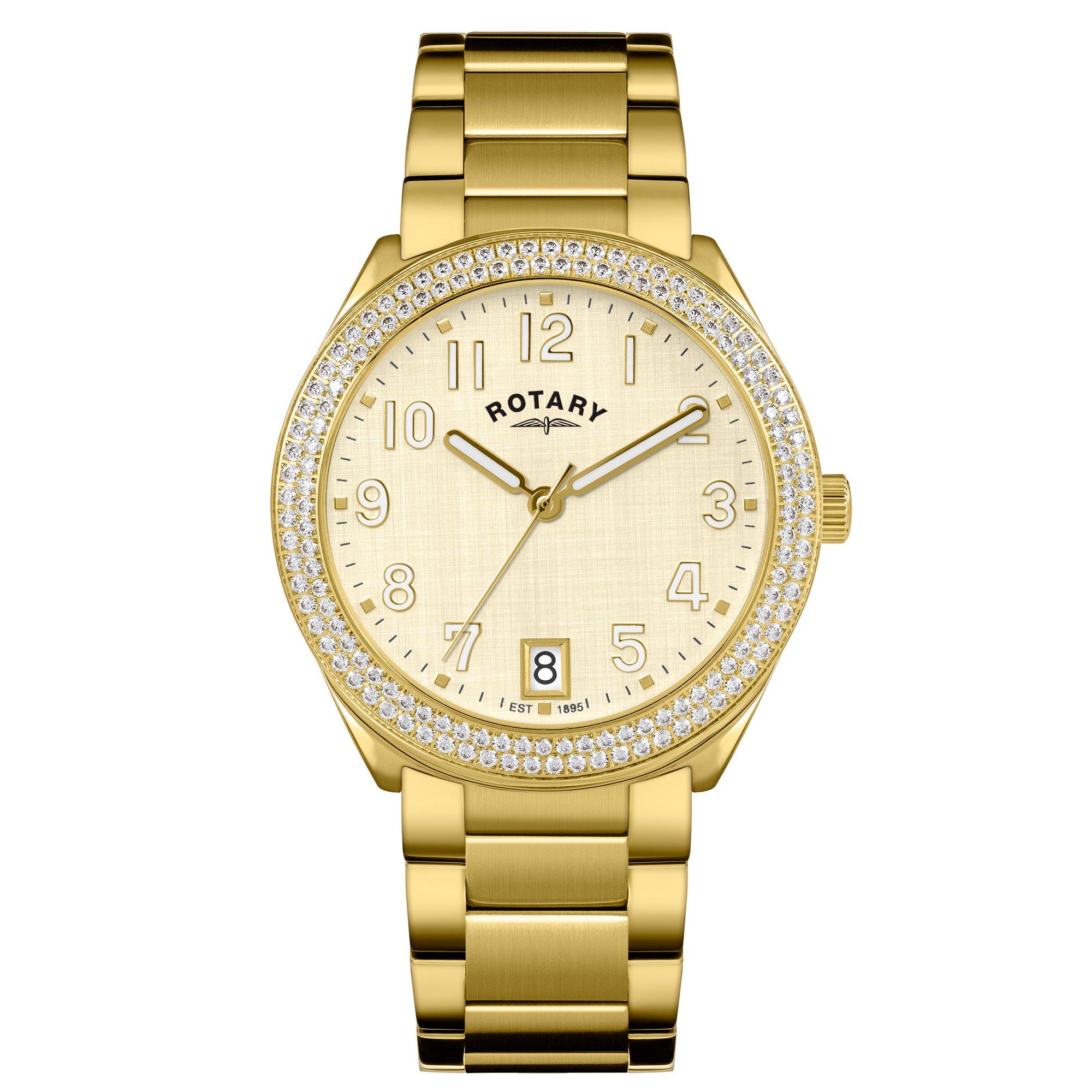 Gold - Rotary - Ladies Brilliance Gold SS Bracelet Watch - 1