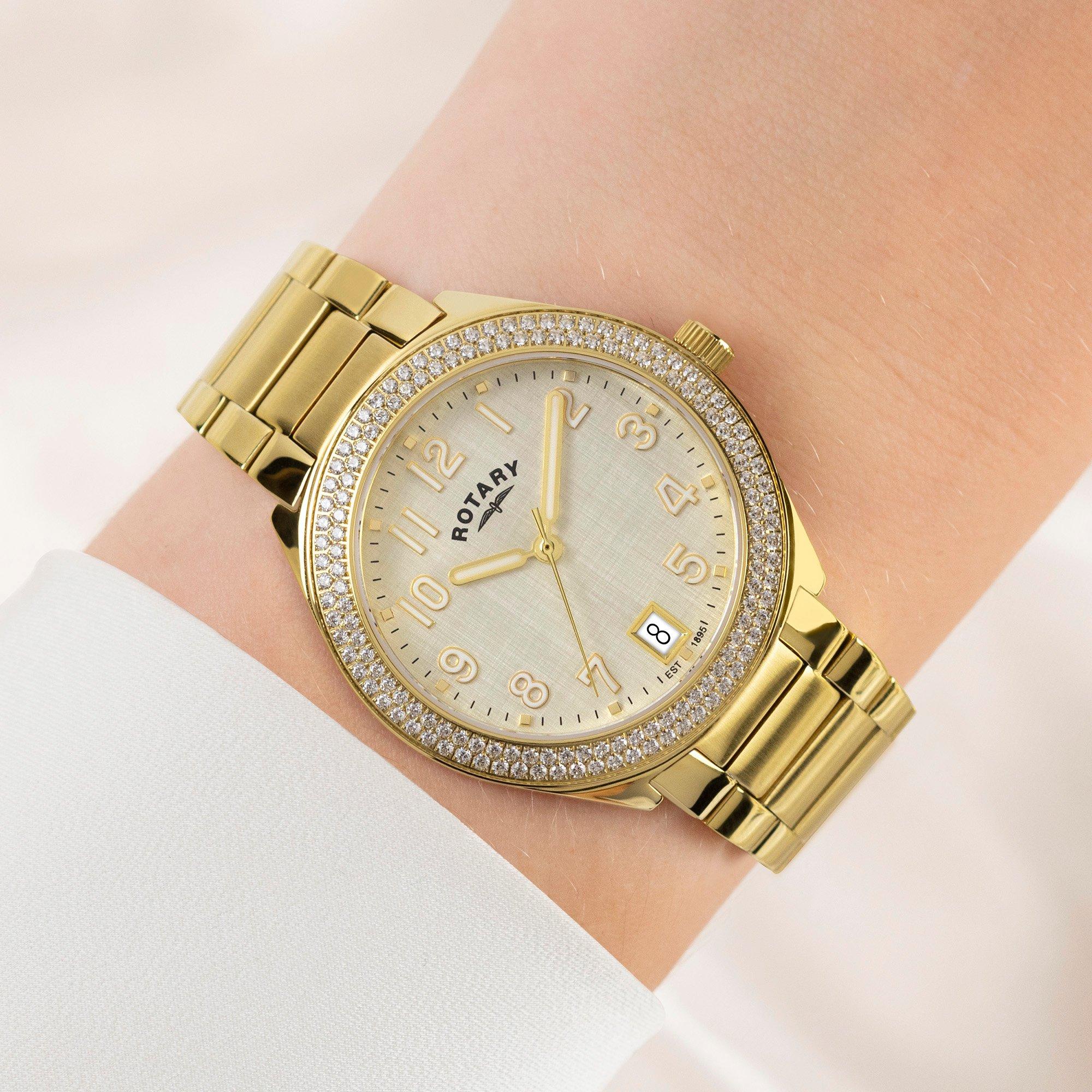 Gold - Rotary - Rotary Ladies Brilliance Gold SS Bracelet Watch - 3