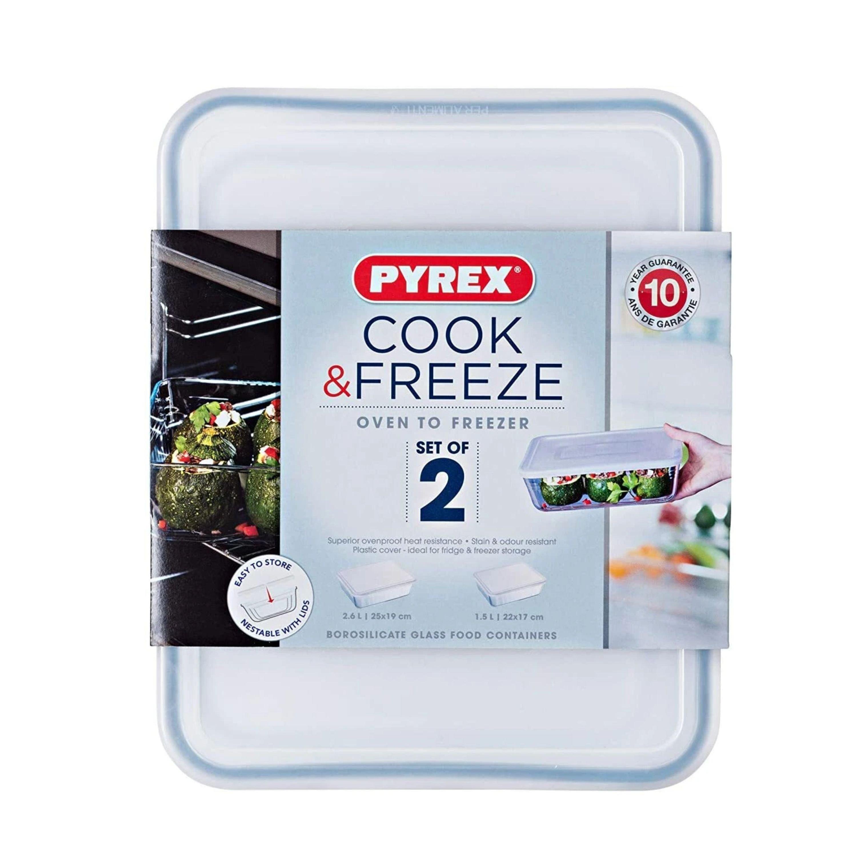 Clear/White - Pyrex - Pyrex Cook and Freeze 2 Piece Rectangular Storage - 2