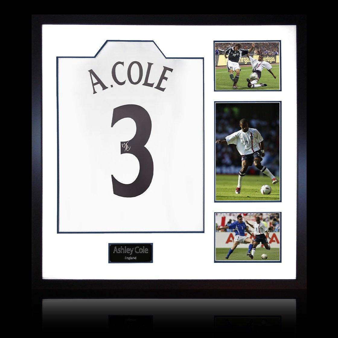 White - The Fan Cave - Ashley Cole Signed England Shirt Elite Frame - 1