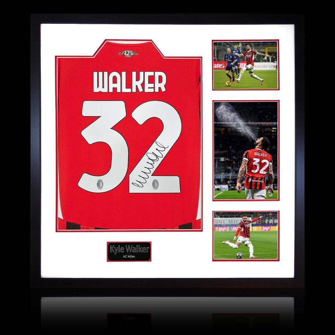 The Fan Cave  Kyle Walker Signed Ac Milan Shirt Elite Frame - Red - 820mm x 82