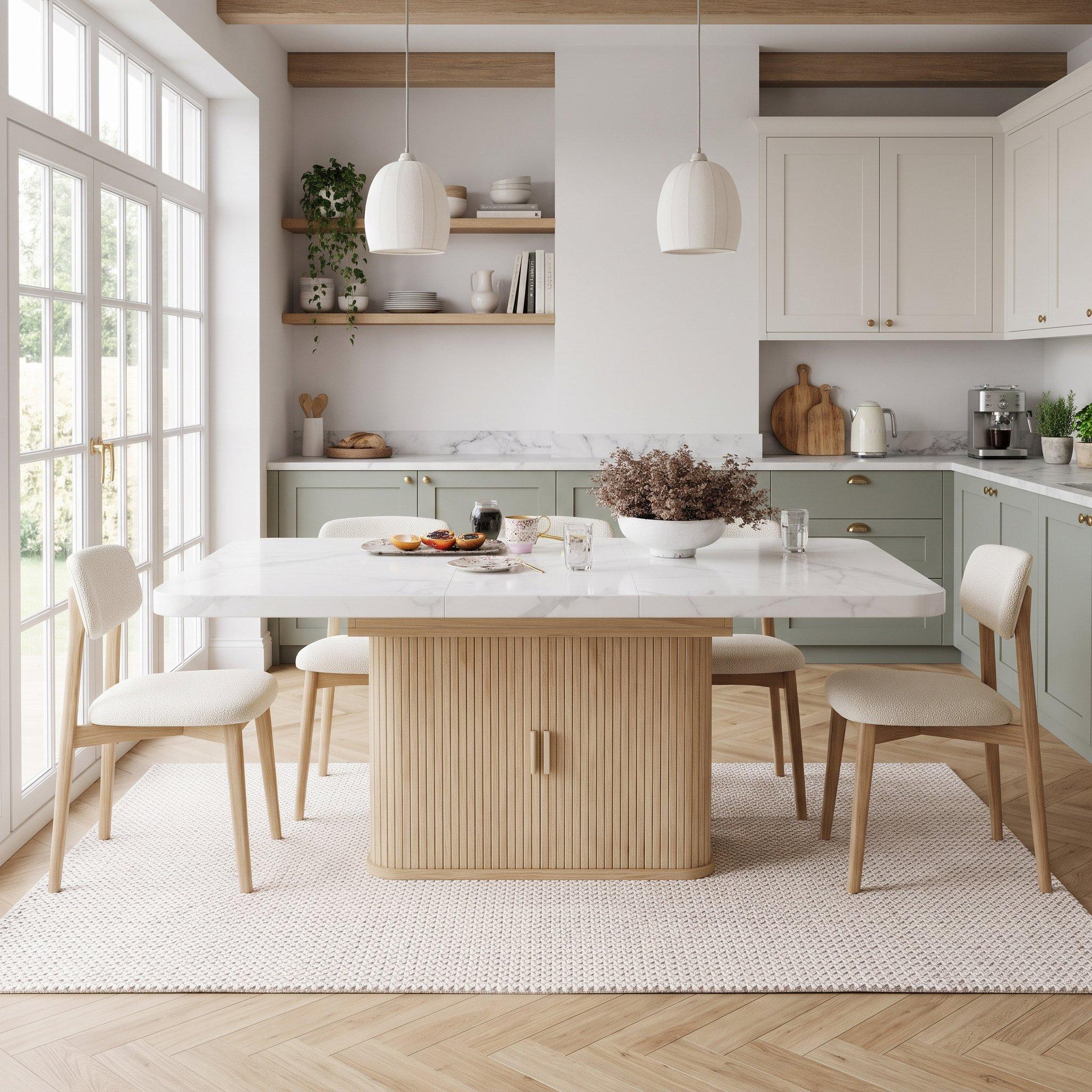 Oak - Urban Meuble - Extendable Dining Table with Storage Cabinet - 1
