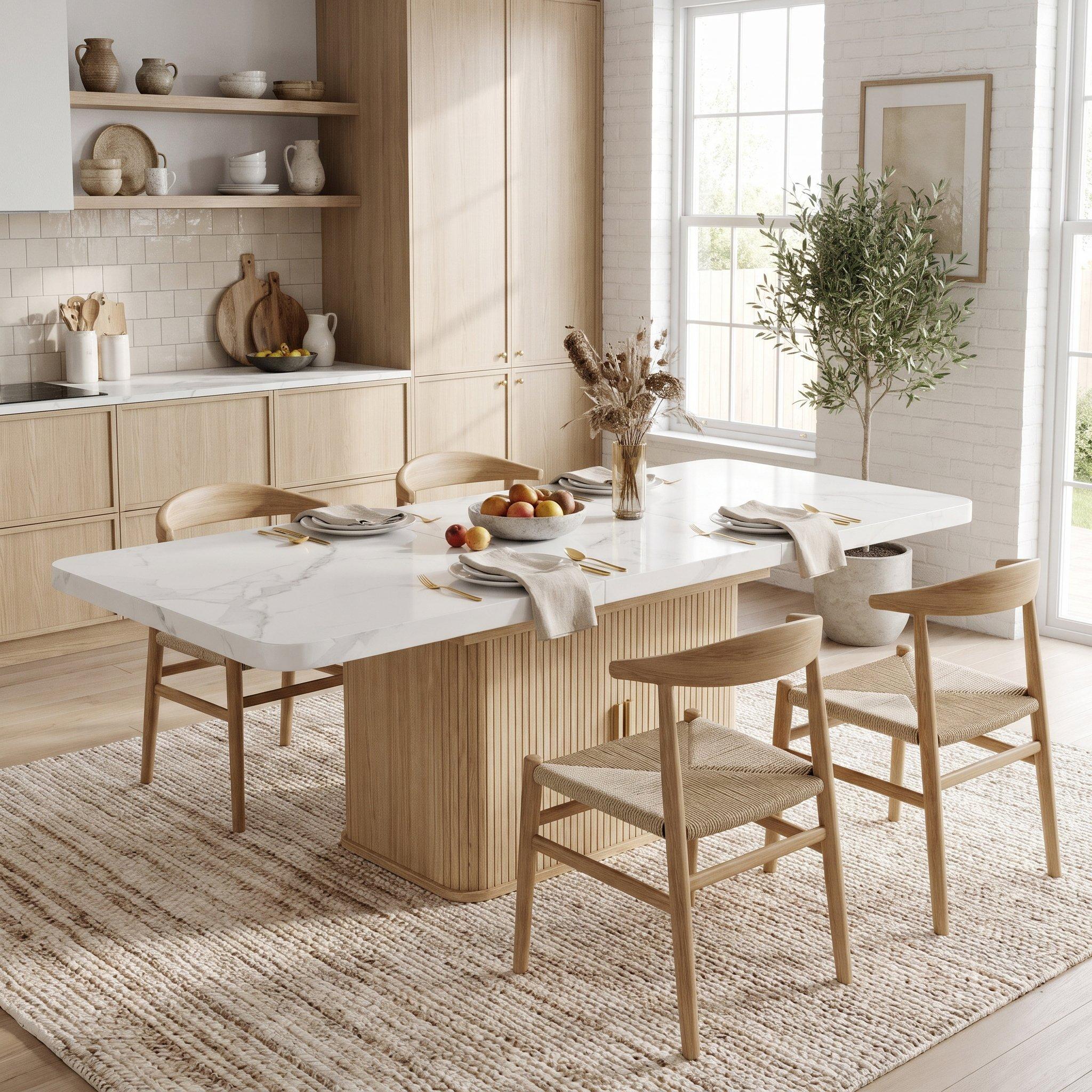 Oak - Urban Meuble - Extendable Dining Table with Storage Cabinet - 2