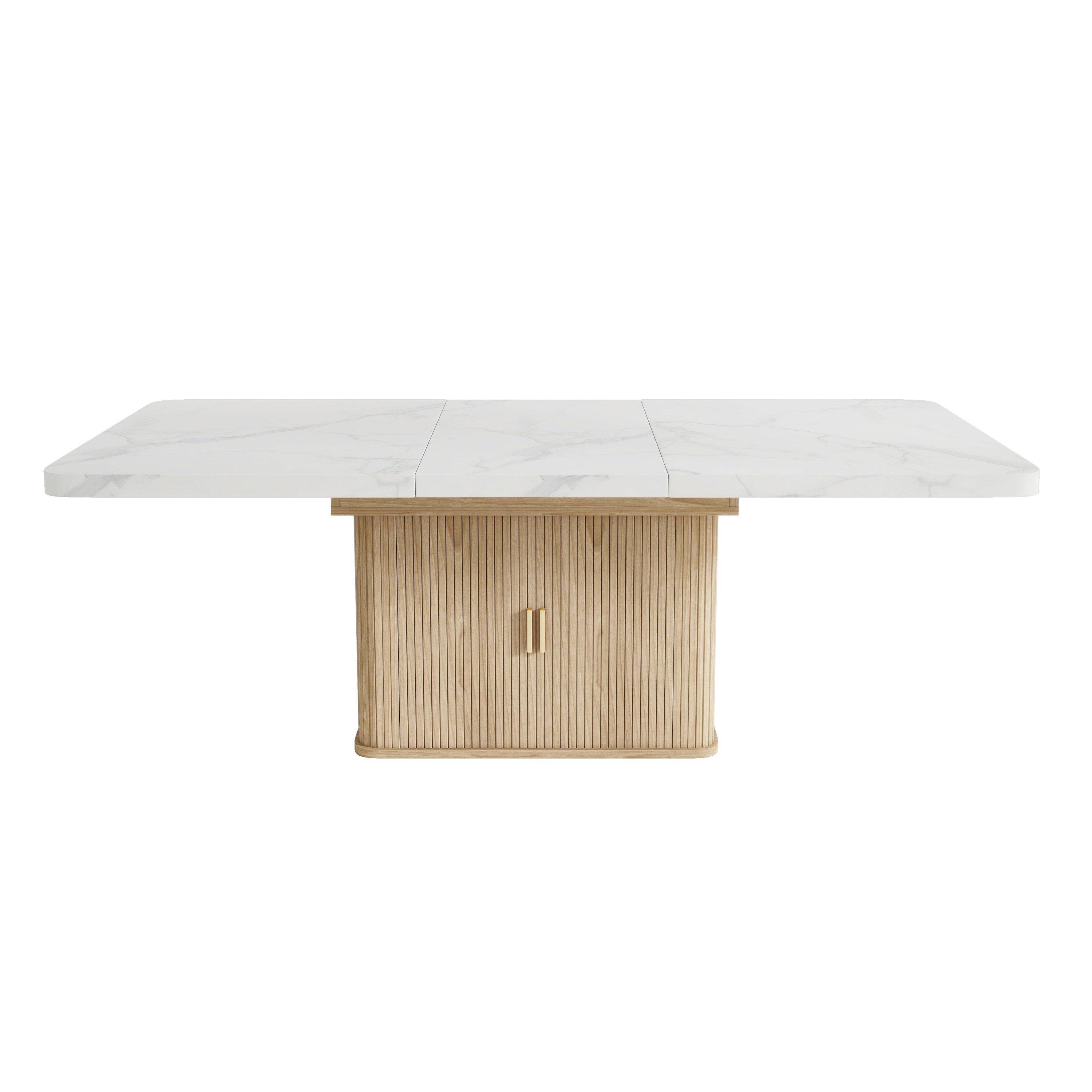 Oak - Urban Meuble - Extendable Dining Table with Storage Cabinet - 5