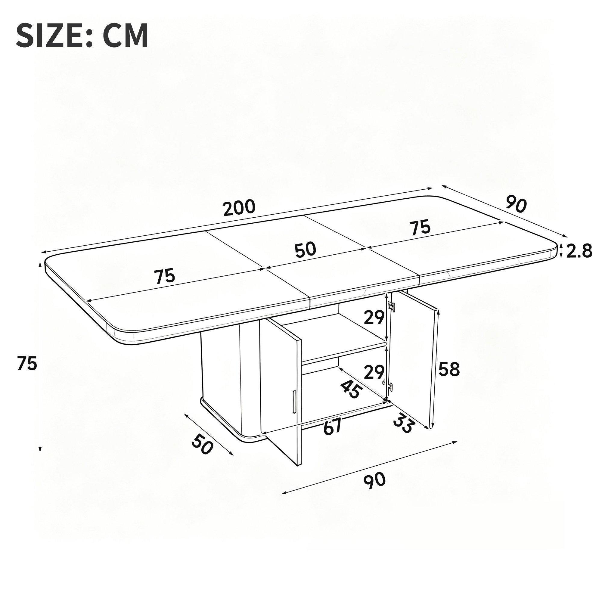 Oak - Urban Meuble - Extendable Dining Table with Storage Cabinet - 6