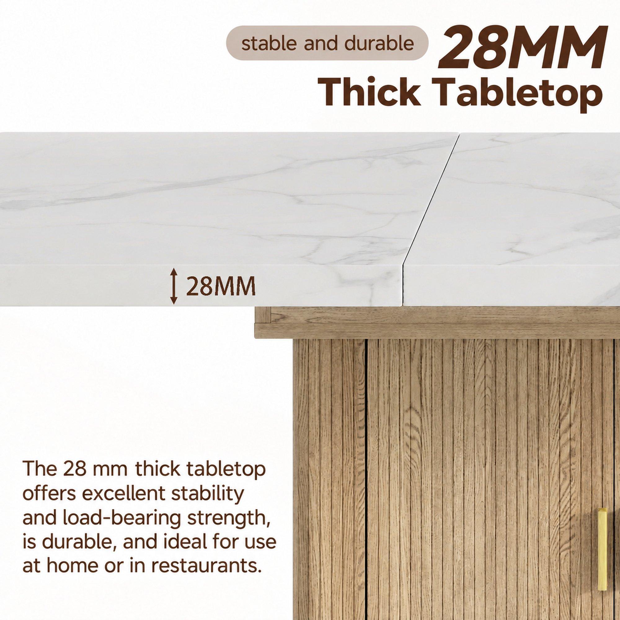 Oak - Urban Meuble - Extendable Dining Table with Storage Cabinet - 9