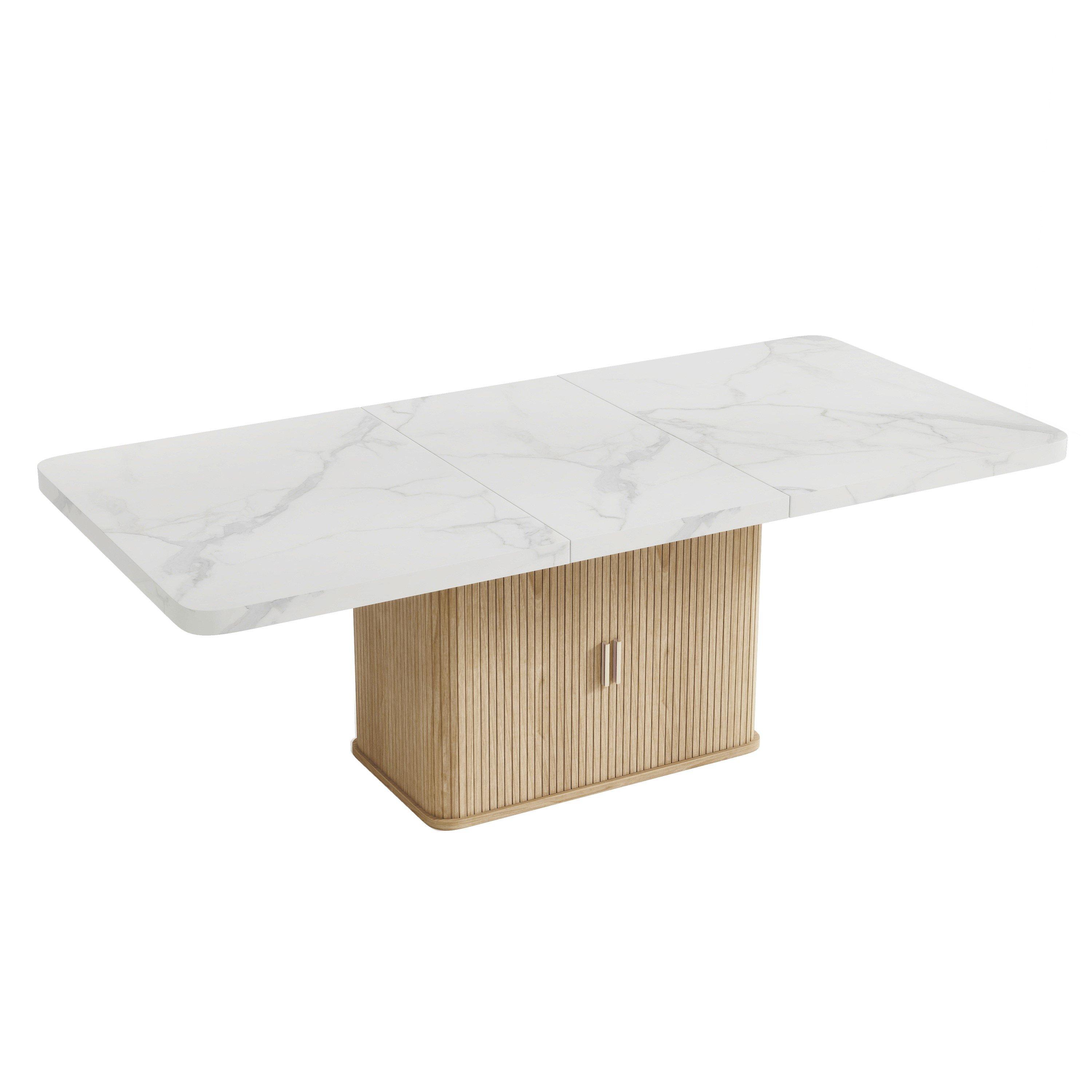 Oak - Urban Meuble - Extendable Dining Table with Storage Cabinet - 10