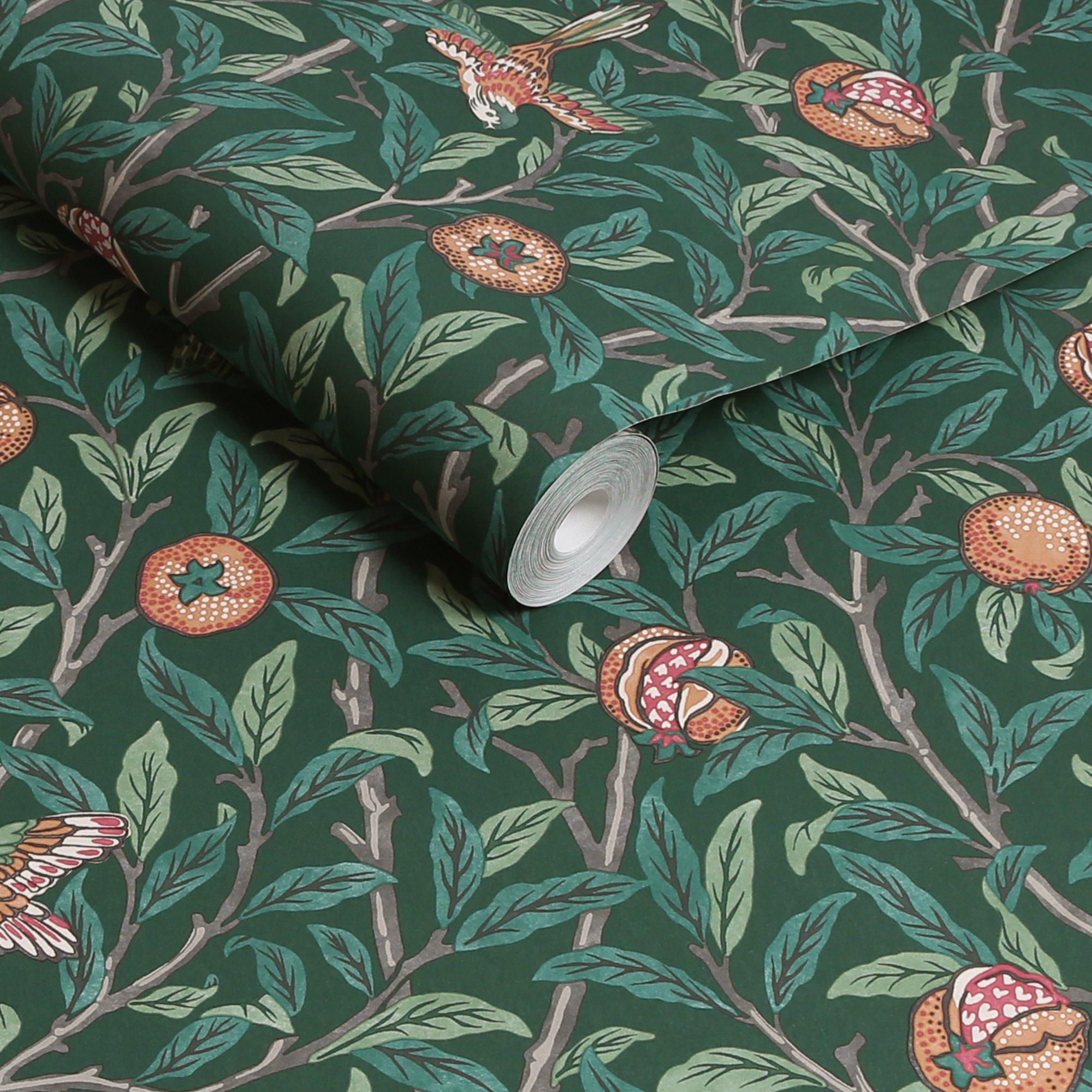 Deep Green - William Morris at Home - William Morris at Home Bird & Pomegranate Green - 3