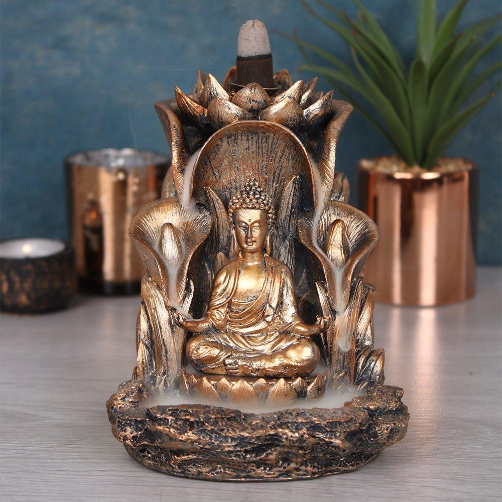 Something Different  Bronze Buddha Backflow Incense Burner - Bronze & Copper