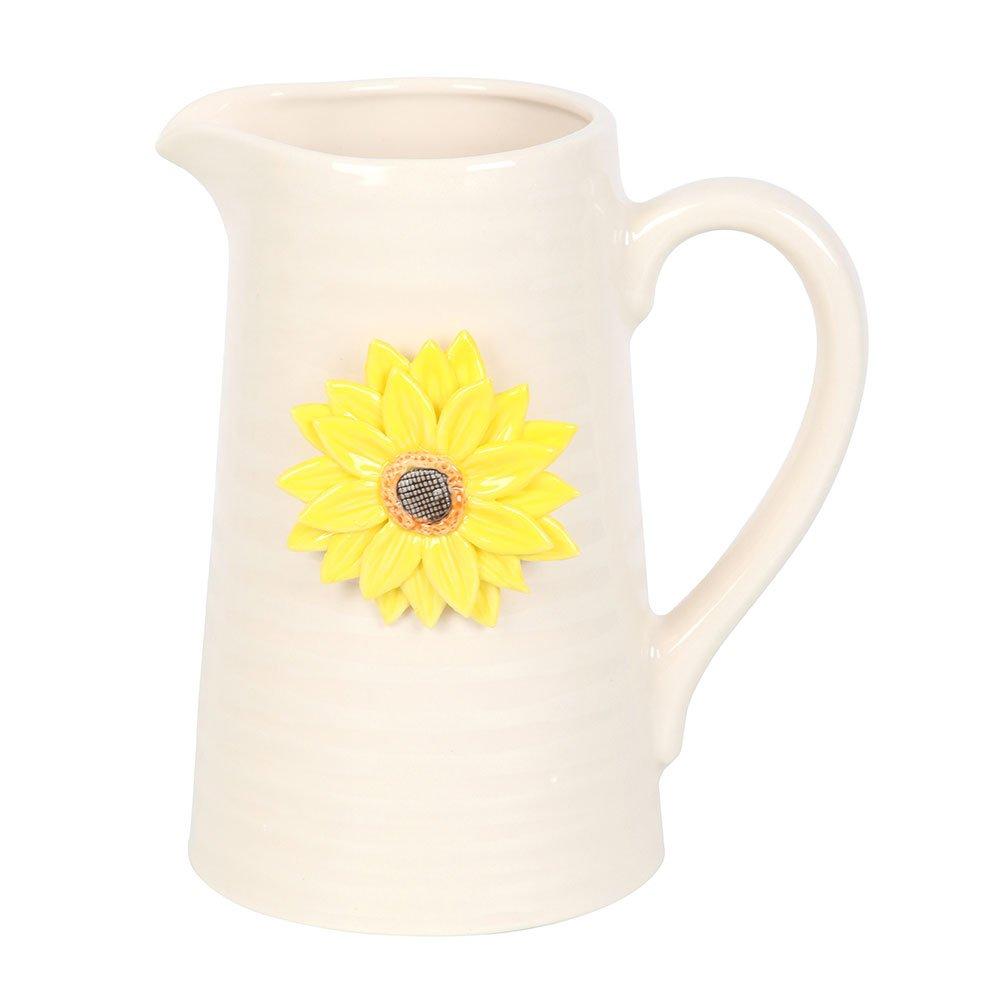 White - Something Different - Hello Sunshine Ceramic Flower Jug with 3D Sunflowe - 5