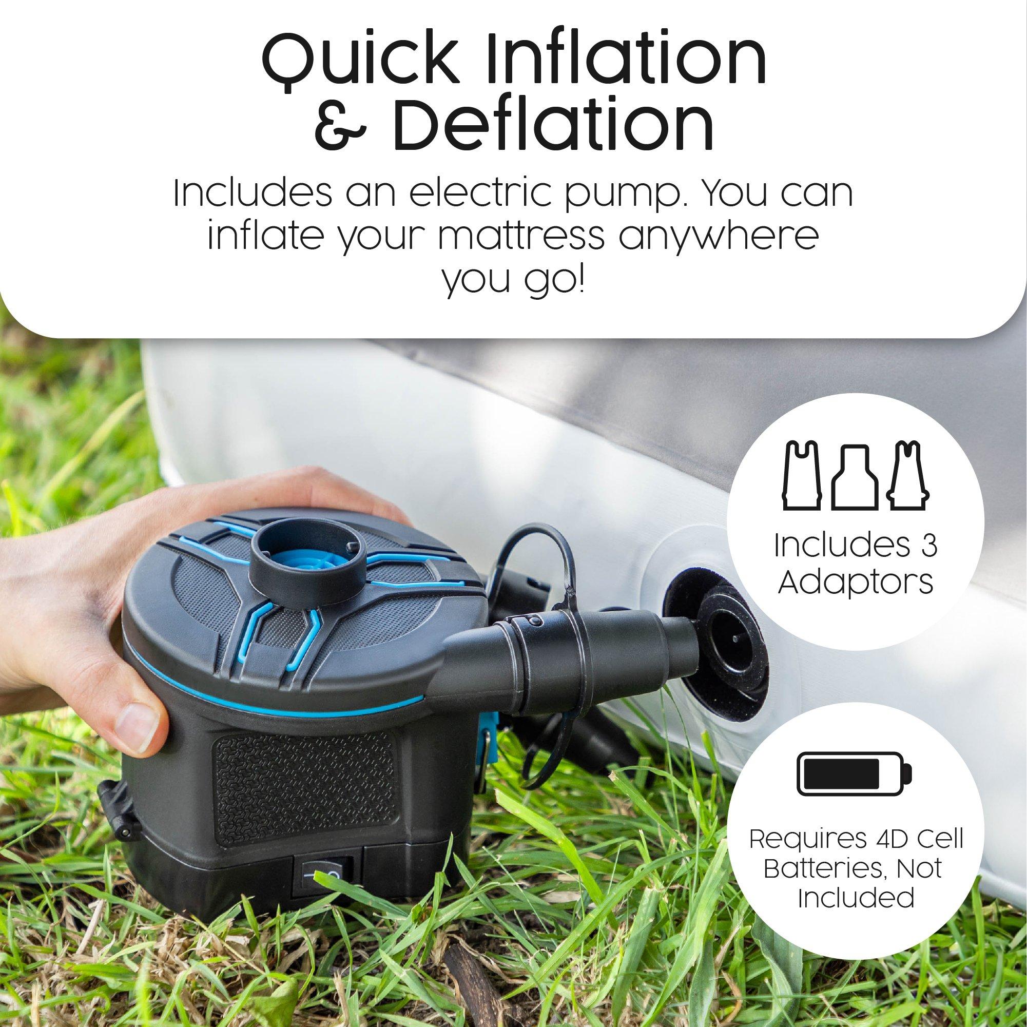 Grey - Bestway - Single Flocked Airbed with D Cell Battery Pump - 3