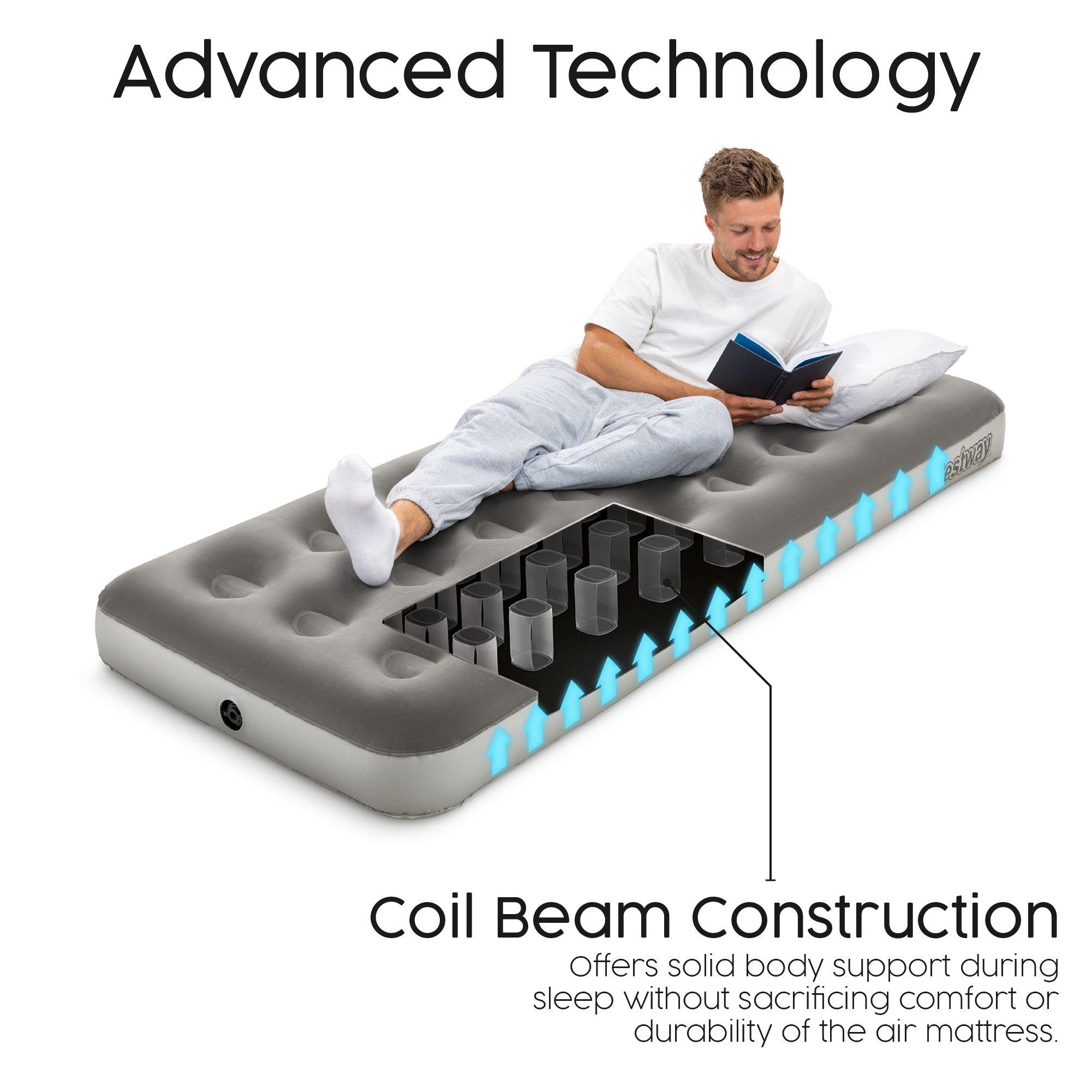Grey - Bestway - Single Flocked Airbed with D Cell Battery Pump - 5