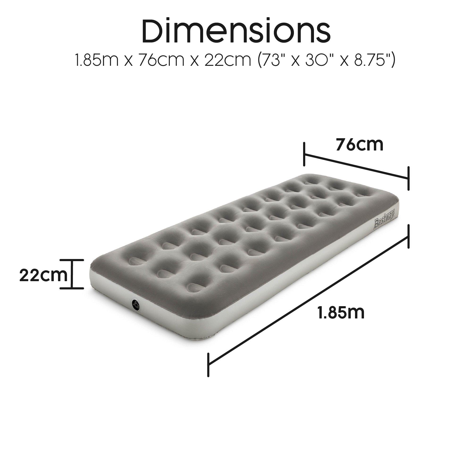 Grey - Bestway - Single Flocked Airbed with D Cell Battery Pump - 7