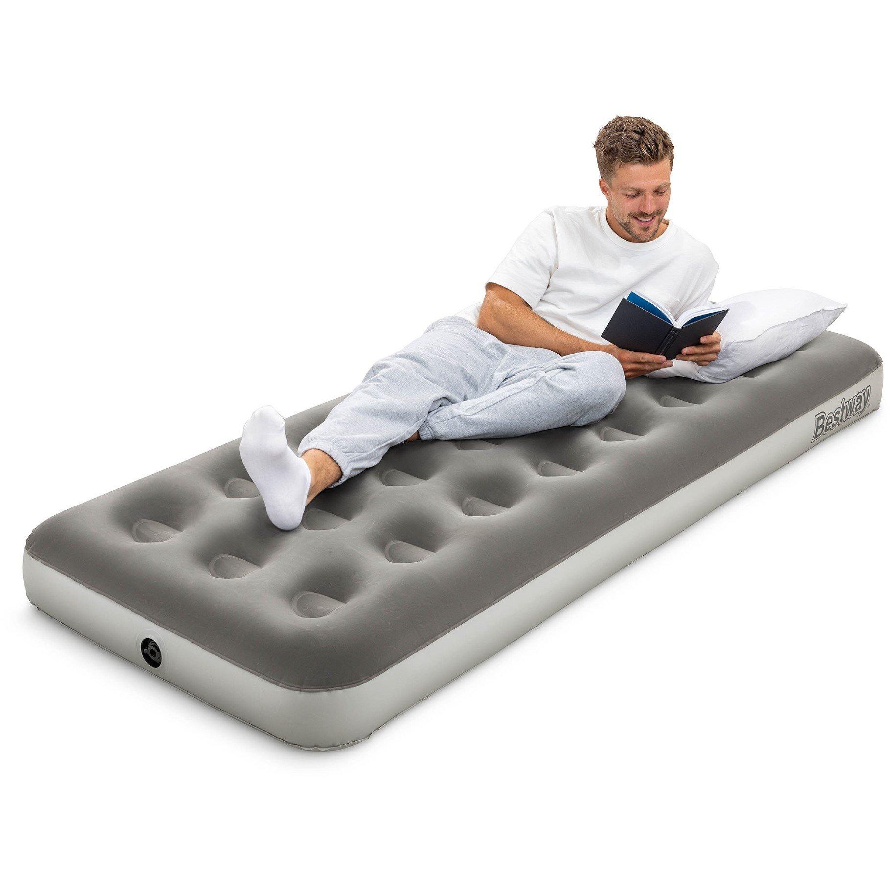 Grey - Bestway - Single Flocked Airbed with D Cell Battery Pump - 8