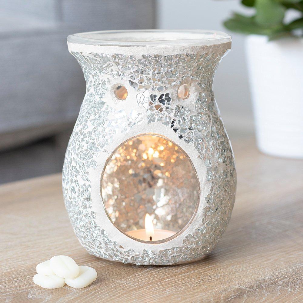 Silver - Something Different - Large Silver Crackle Oil Burner - 1