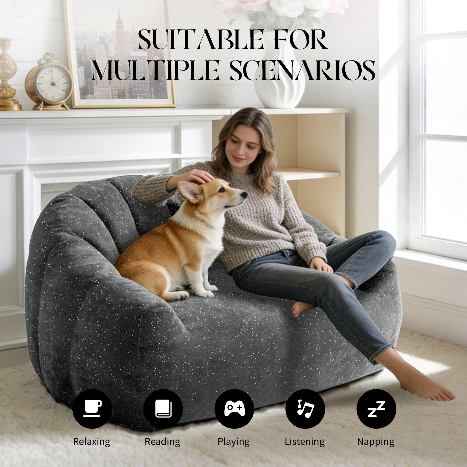 Gray - Urban Meuble - Premium Plush Bean Bag Sofa - 7