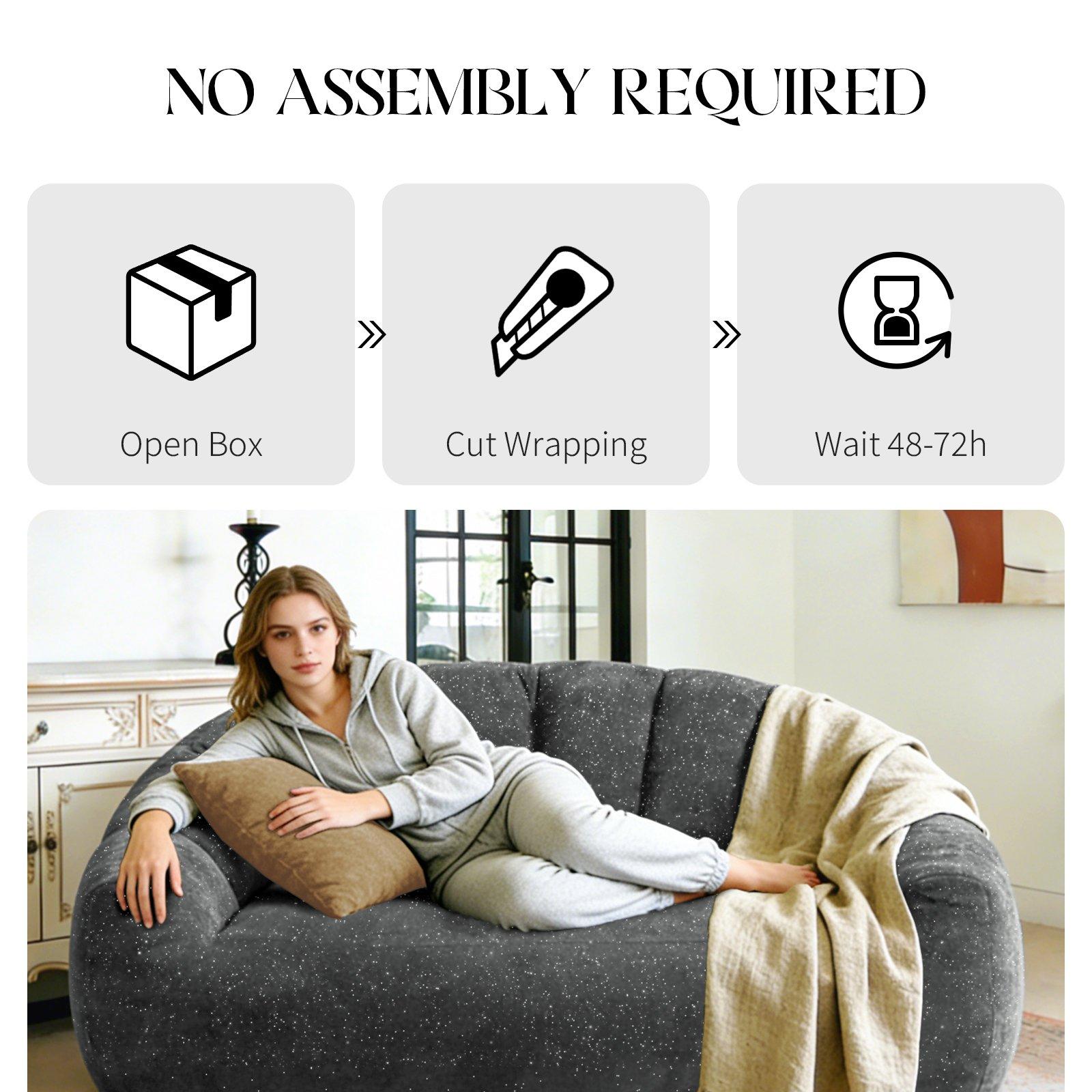 Gray - Urban Meuble - Premium Plush Bean Bag Sofa - 8