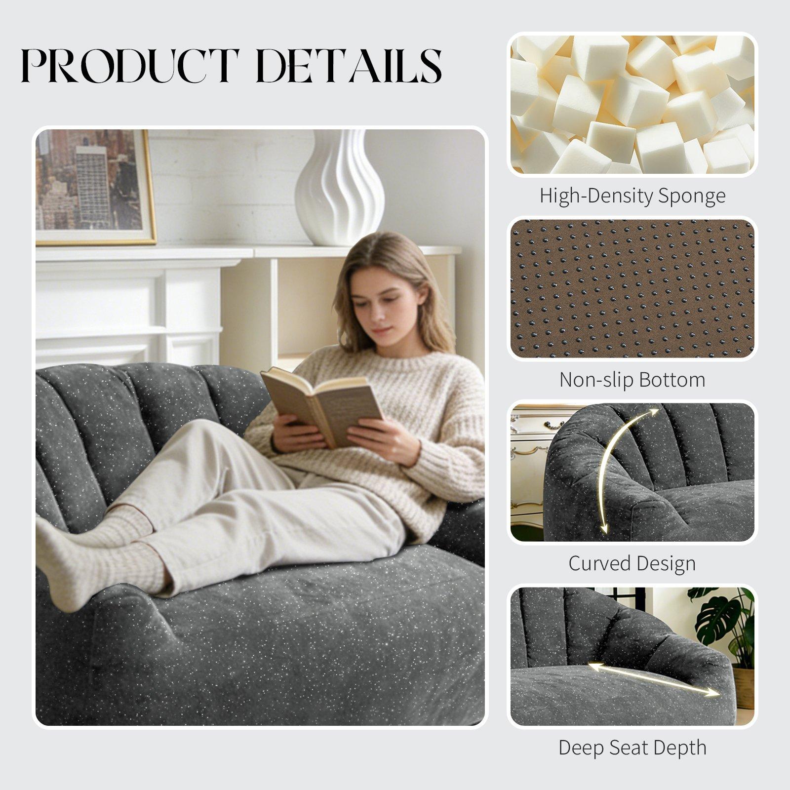 Gray - Urban Meuble - Premium Plush Bean Bag Sofa - 9