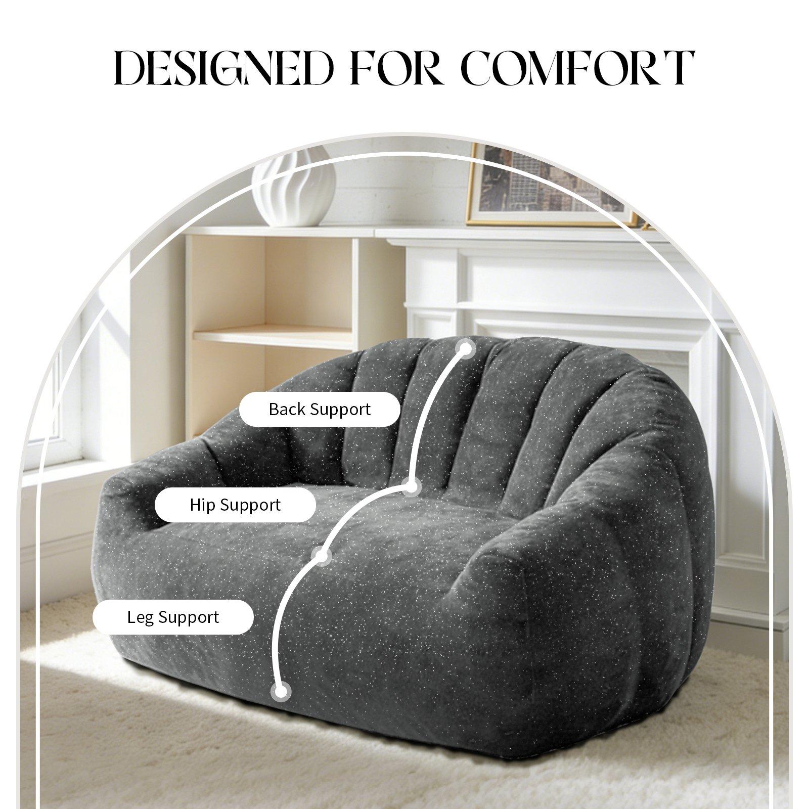 Gray - Urban Meuble - Premium Plush Bean Bag Sofa - 10