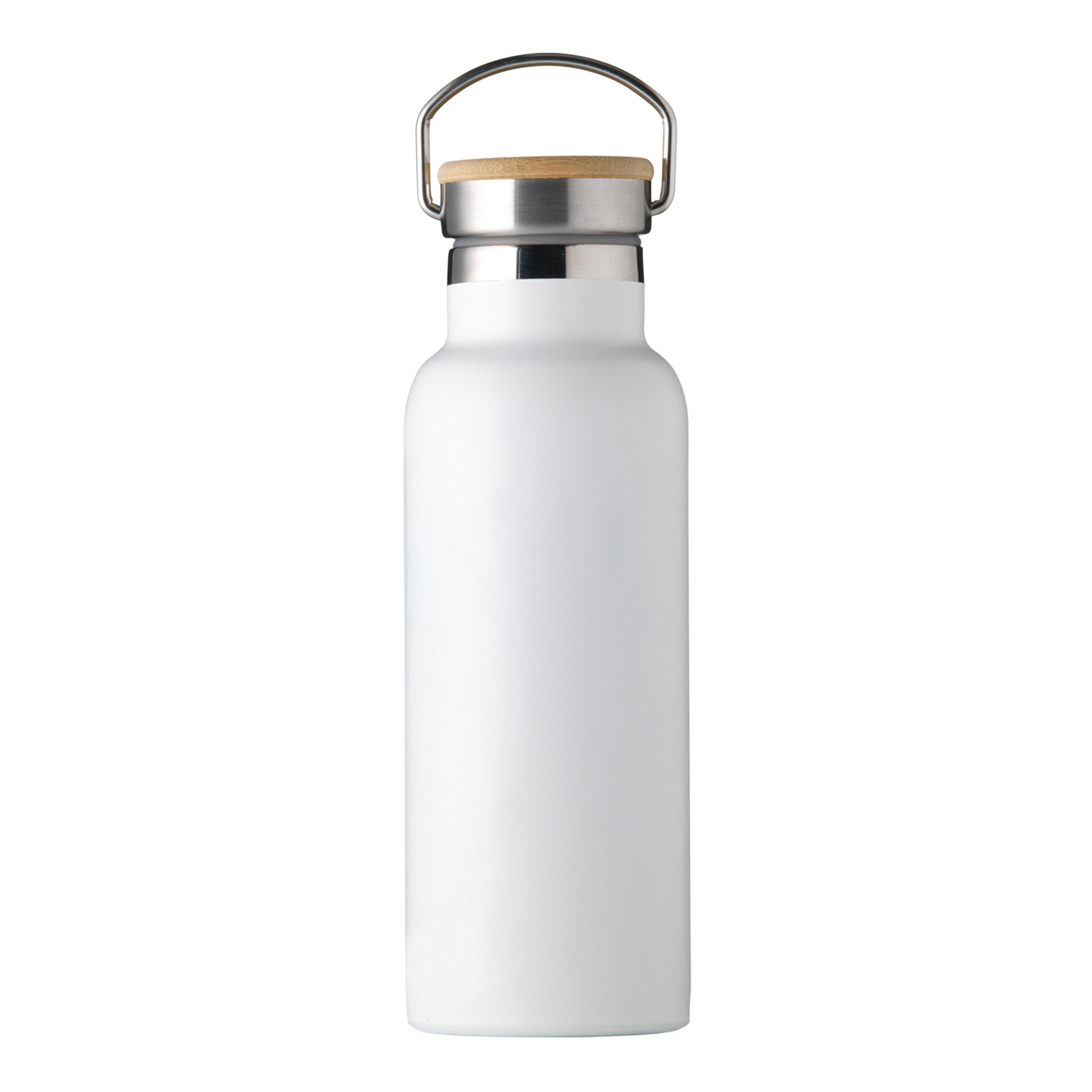 Treat Republic  Insulated 17Oz Drinks Bottle With Bamboo Lid - White - Standard