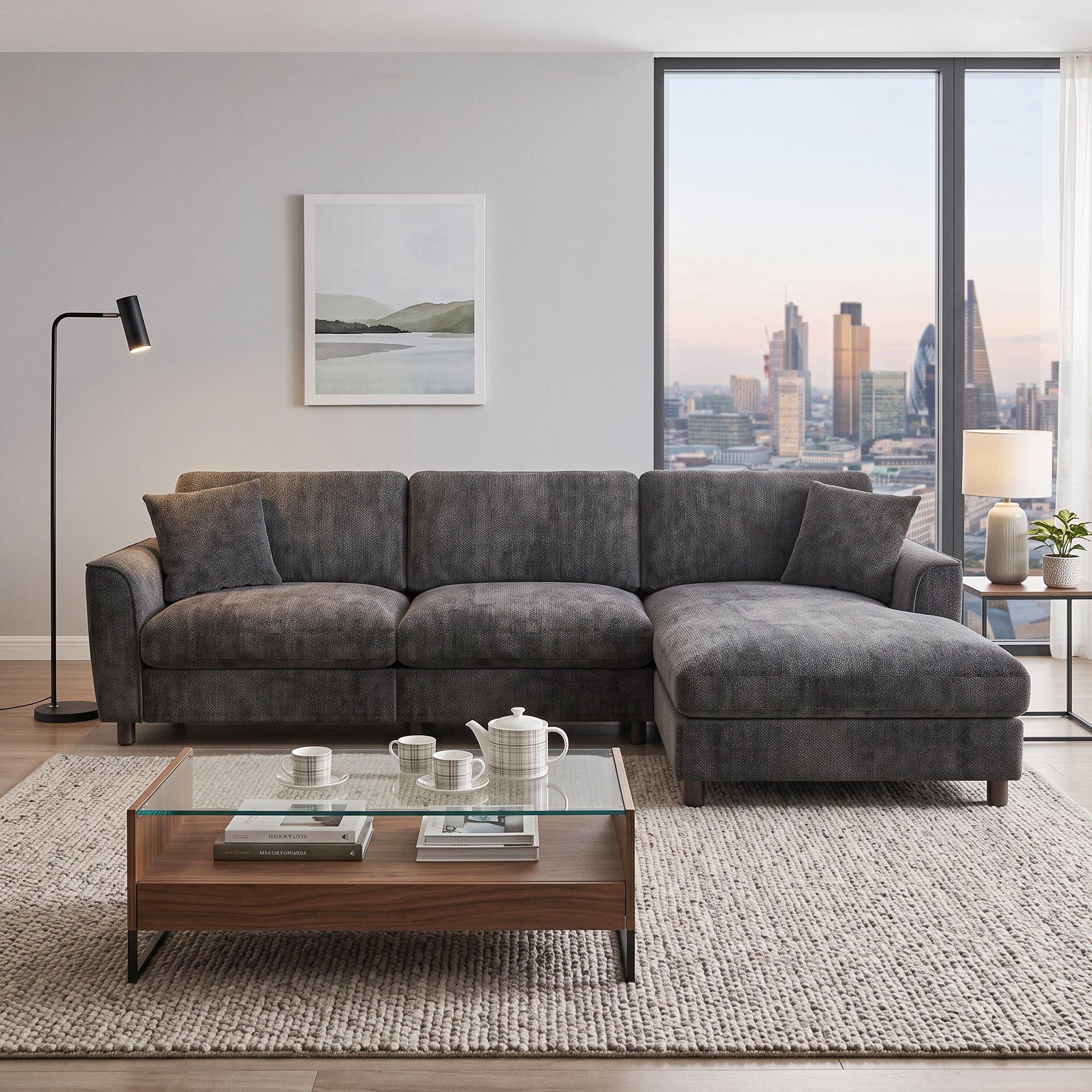 Dark Gray - Urban Meuble - Reversible L-Shaped Sectional Sofa - 1