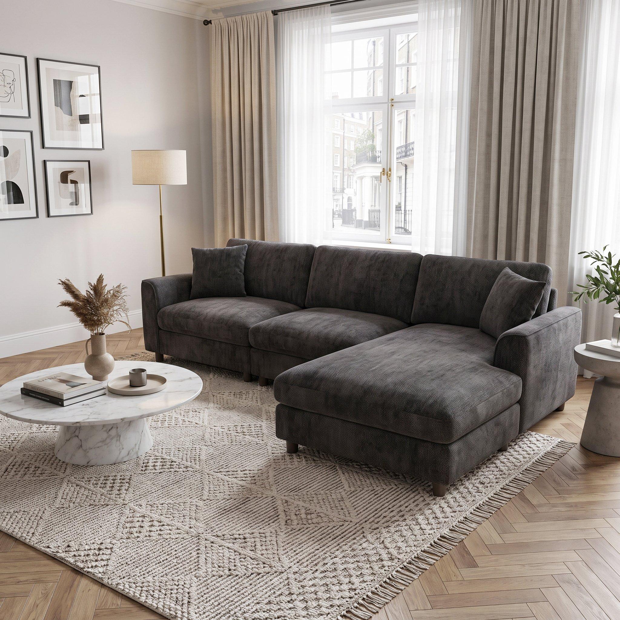 Dark Gray - Urban Meuble - Reversible L-Shaped Sectional Sofa - 3