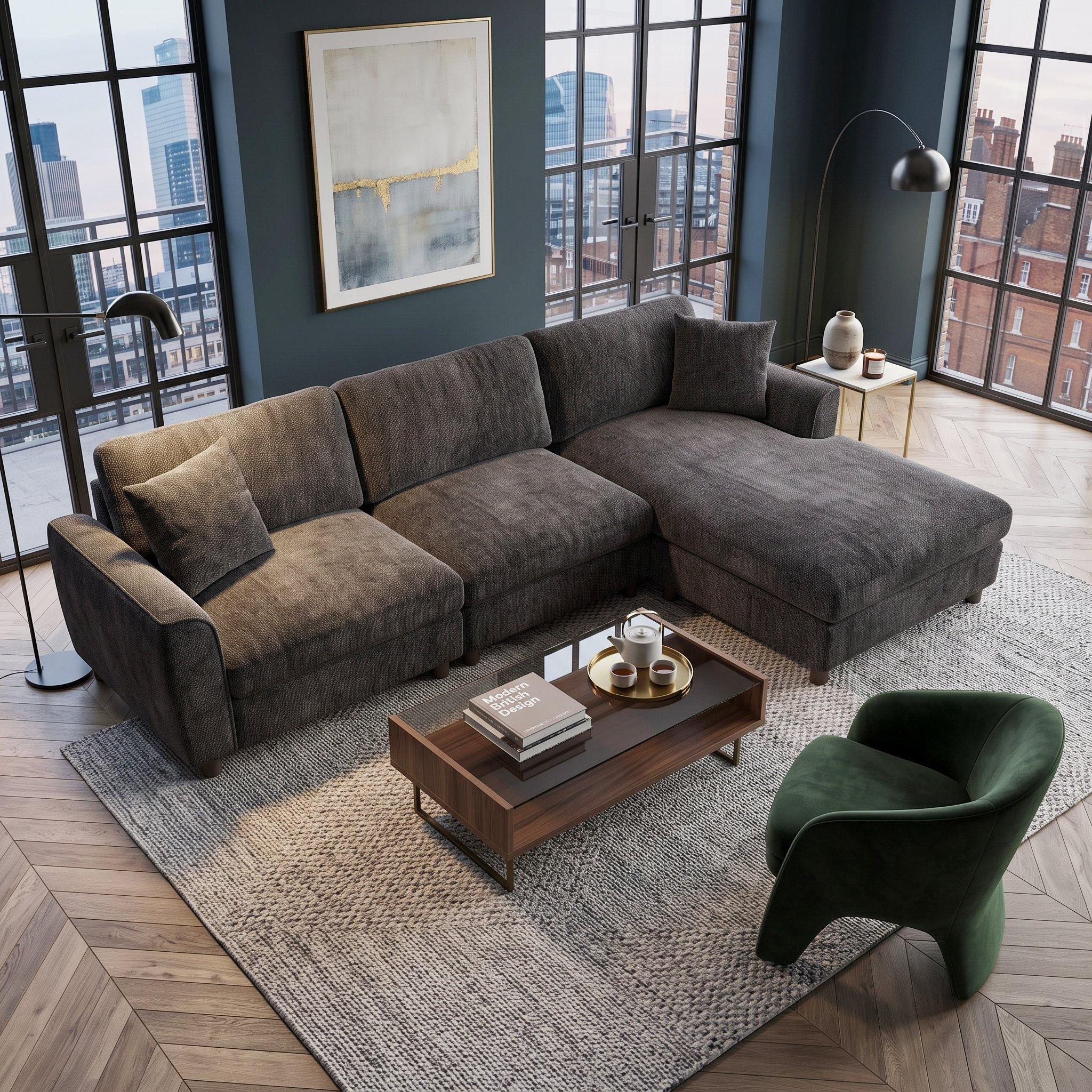 Dark Gray - Urban Meuble - Reversible L-Shaped Sectional Sofa - 4