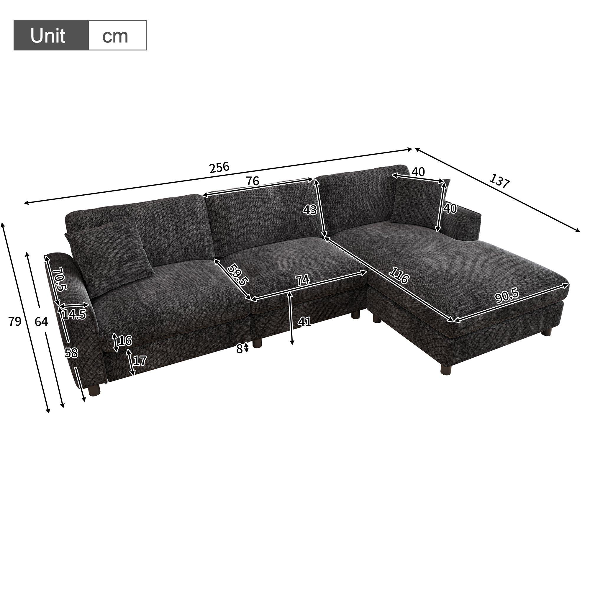 Dark Gray - Urban Meuble - Reversible L-Shaped Sectional Sofa - 6