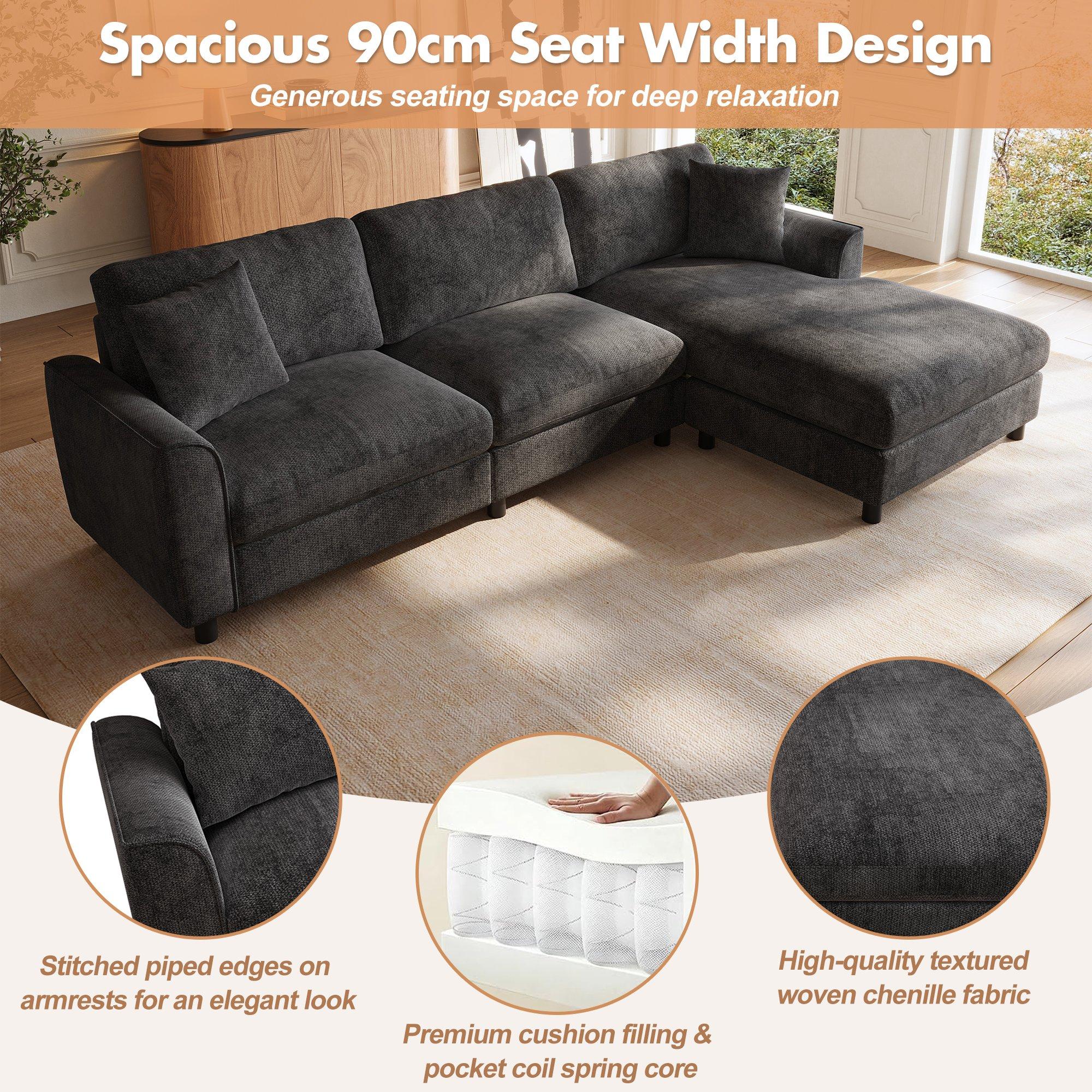 Dark Gray - Urban Meuble - Reversible L-Shaped Sectional Sofa - 7