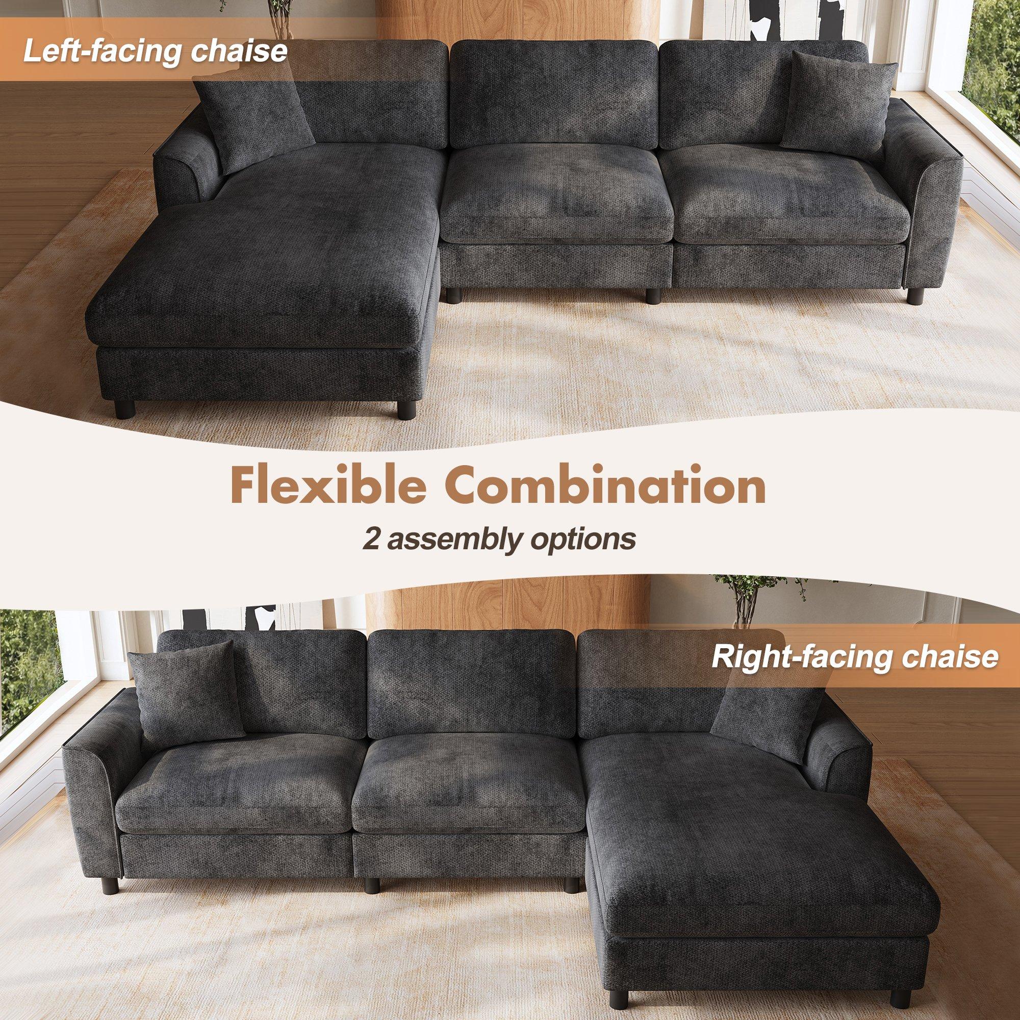 Dark Gray - Urban Meuble - Reversible L-Shaped Sectional Sofa - 8
