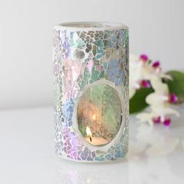 Something Different Pillar Light Blue Iridescent Crackle Oil Burner