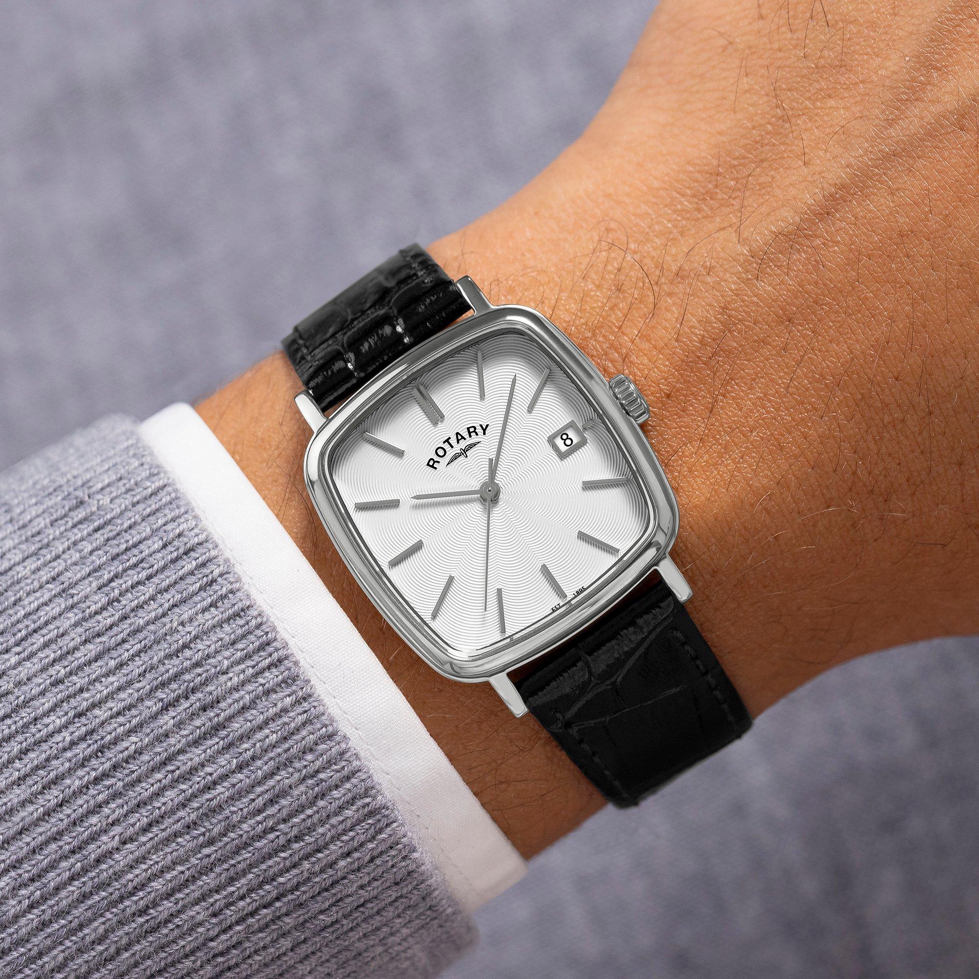 Black - Rotary - Rotary Mens Heritage Astoria Square SS Black Watc - 3