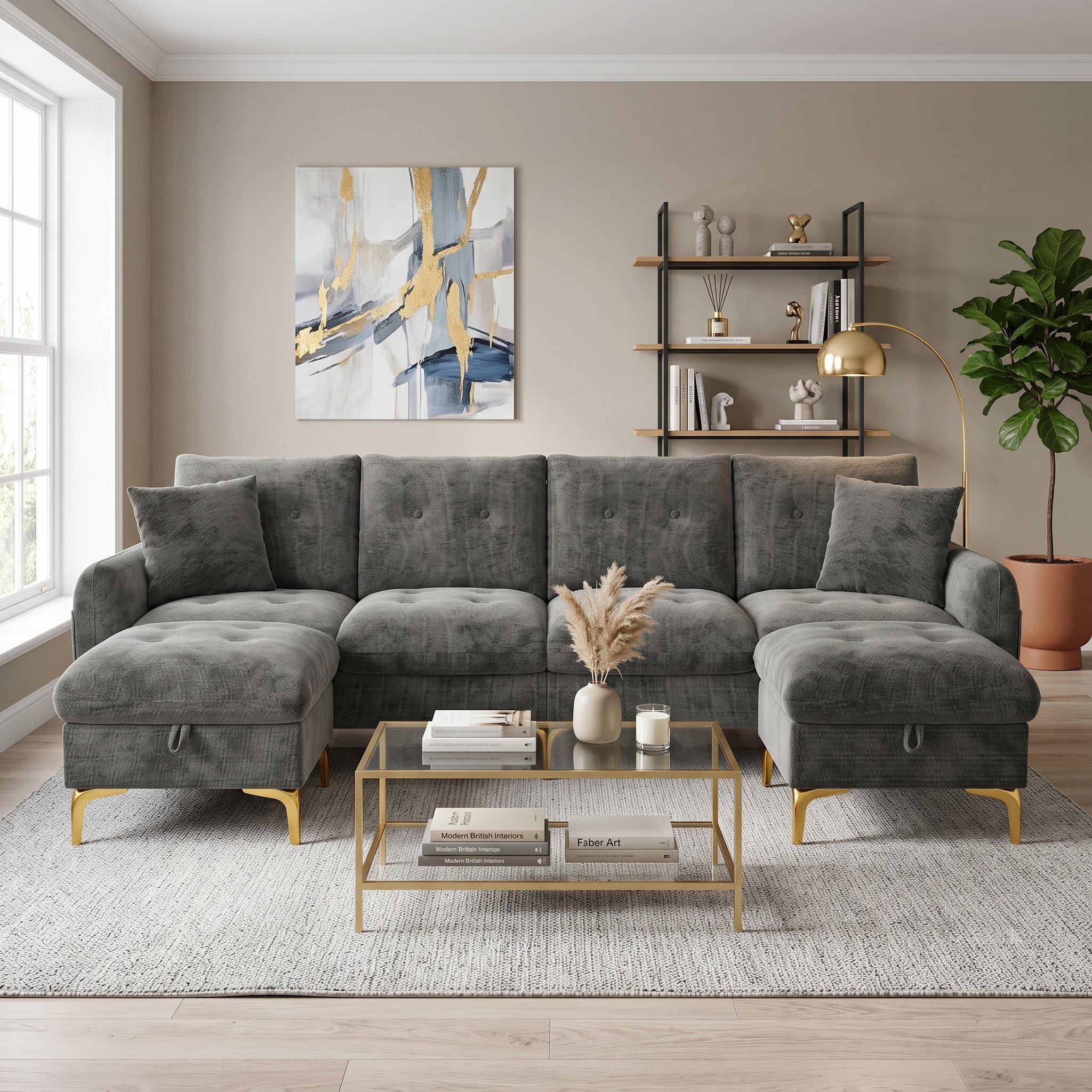 Urban Meuble Modular U-Shaped Sofa with Storage Ottomans