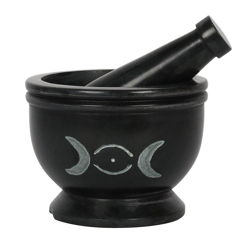 Black - Something Different - Soap Stone Triple Moon Pestle and Mortar - 2