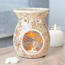 Something Different Large Gold Crackle Glass Oil Burner