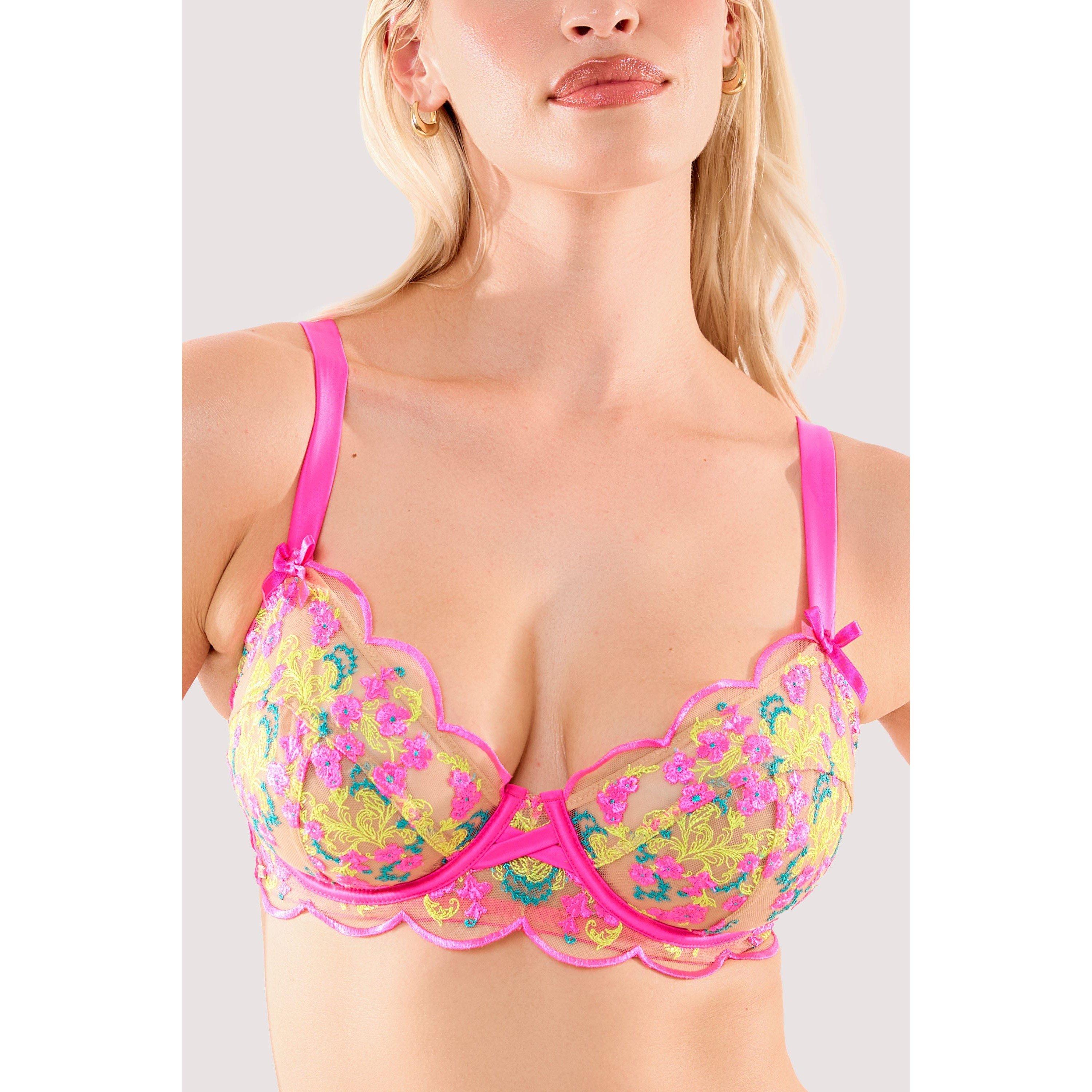 Neon Pink - Playful Promises - Thea Neon Pink Baroque Embroidery Bra - 2