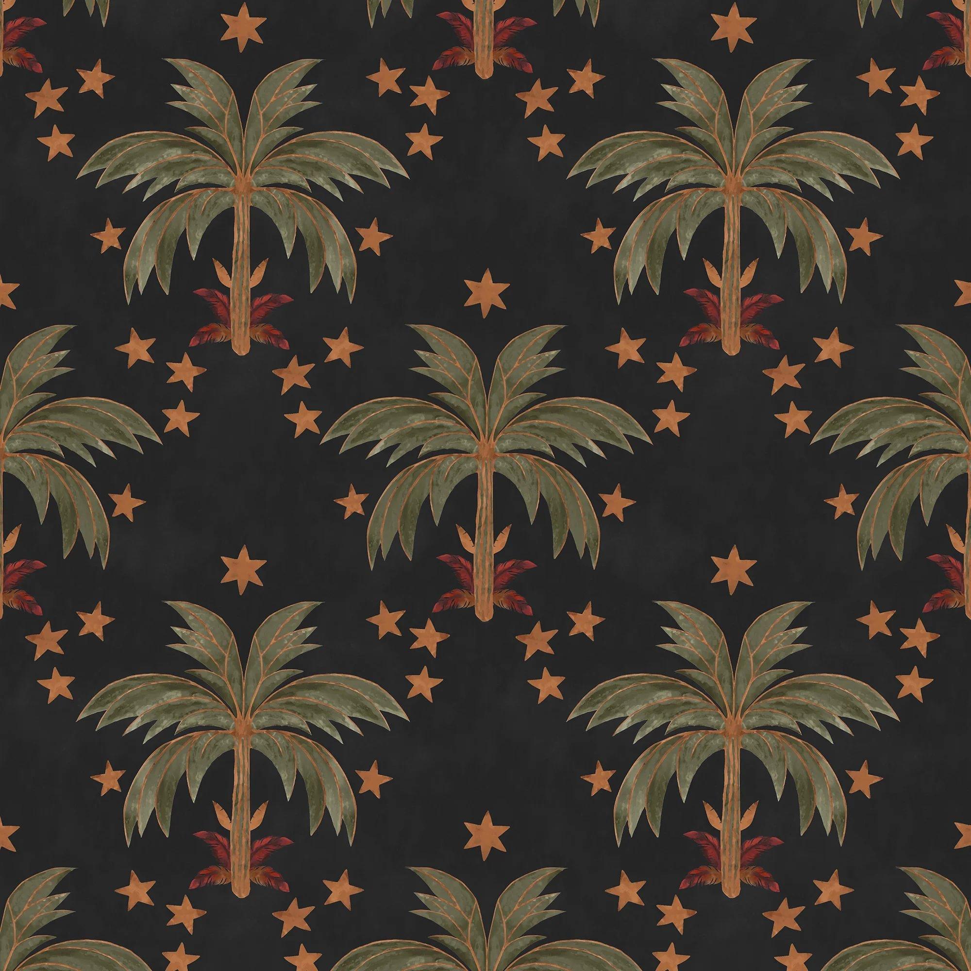 Midnight Palms Ivory Wallpaper