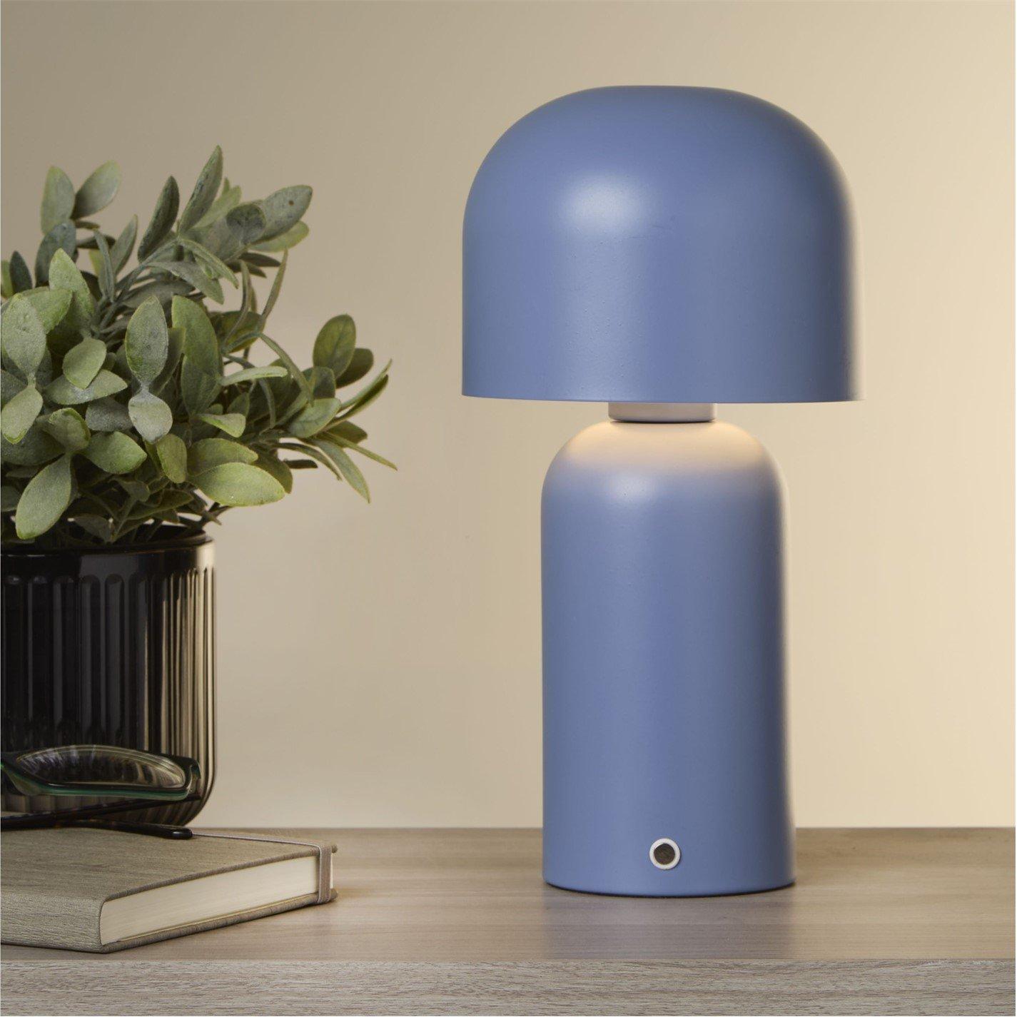 Blue - Lighting Collection - Rechargeable Blue LED Mushroom Table Lamp - 1