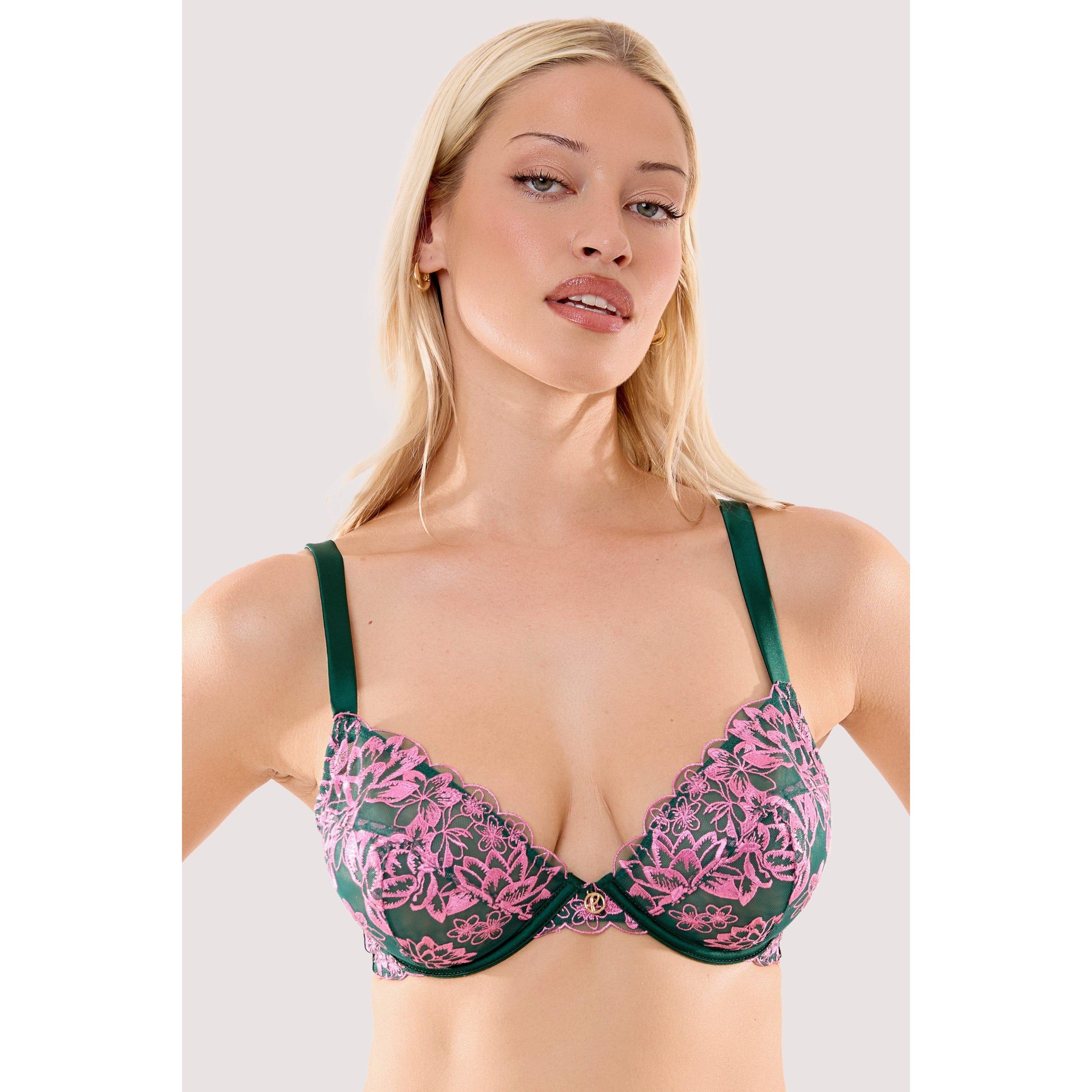 Green & Pink - Playful Promises - Ada Blossom Green & Pink Plunge Bra - 2